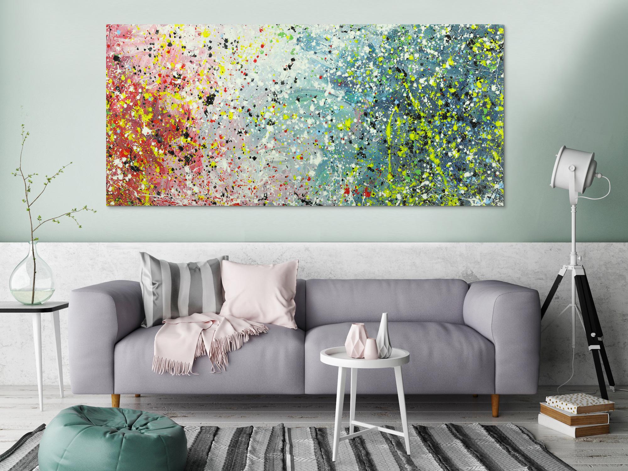 Abstraktes Gemälde Action Painting Modern Art handgemalt auf Leinwand