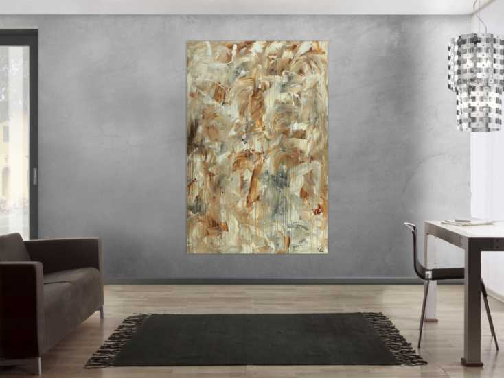 XXL LEINWAND BILD 140x100x5 ASIEN FRAU GRAU BEIGE ABSTRAKT MODERN MALEREI GEMÄLD XXL LEINWAND BILD 140x100x5 ASIEN FRAU GRAU BEIGE ABSTRAKT MODERN MALEREI GEMÄLD