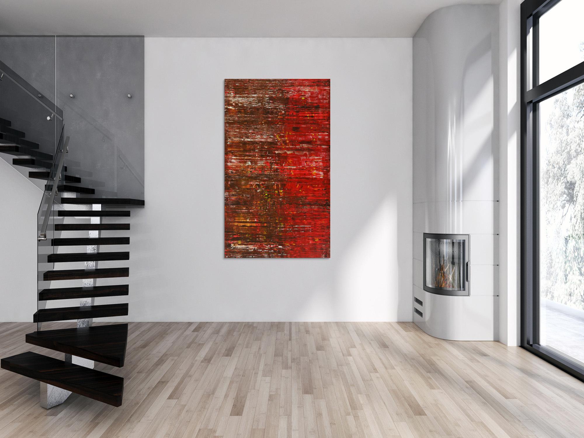 Abstraktes Gemälde Spachteltechnik Modern Art braun rot weiß handgemalt