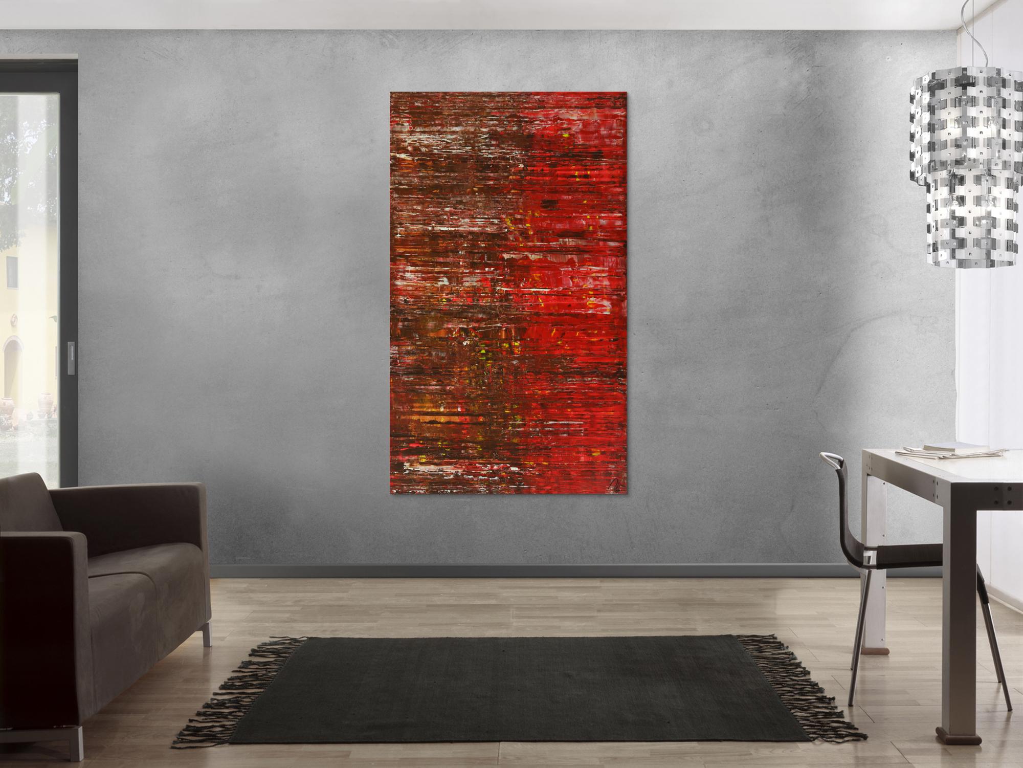 Abstraktes Gemälde Spachteltechnik Modern Art braun rot weiß handgemalt