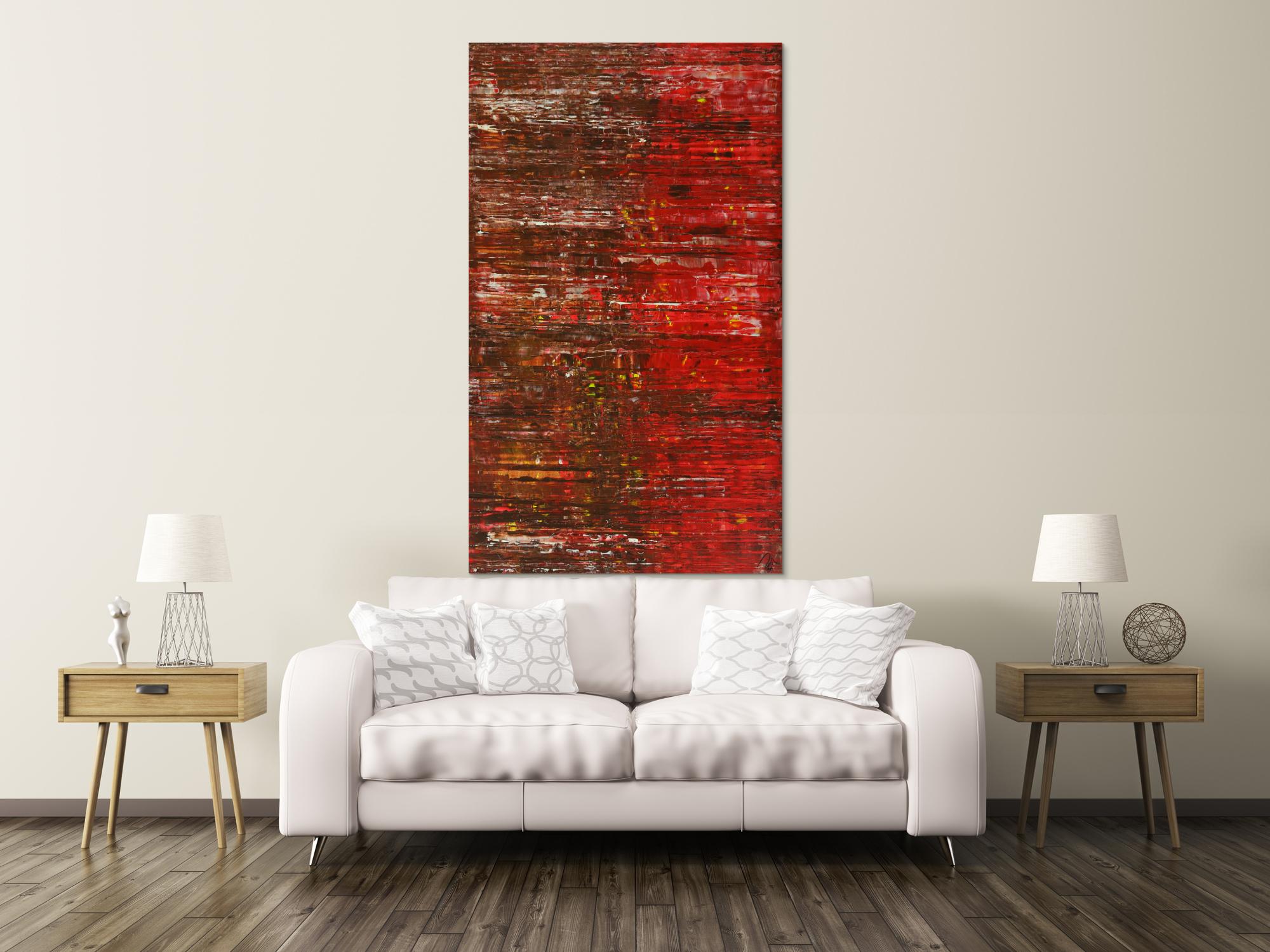 Abstraktes Gemälde Spachteltechnik Modern Art braun rot weiß handgemalt