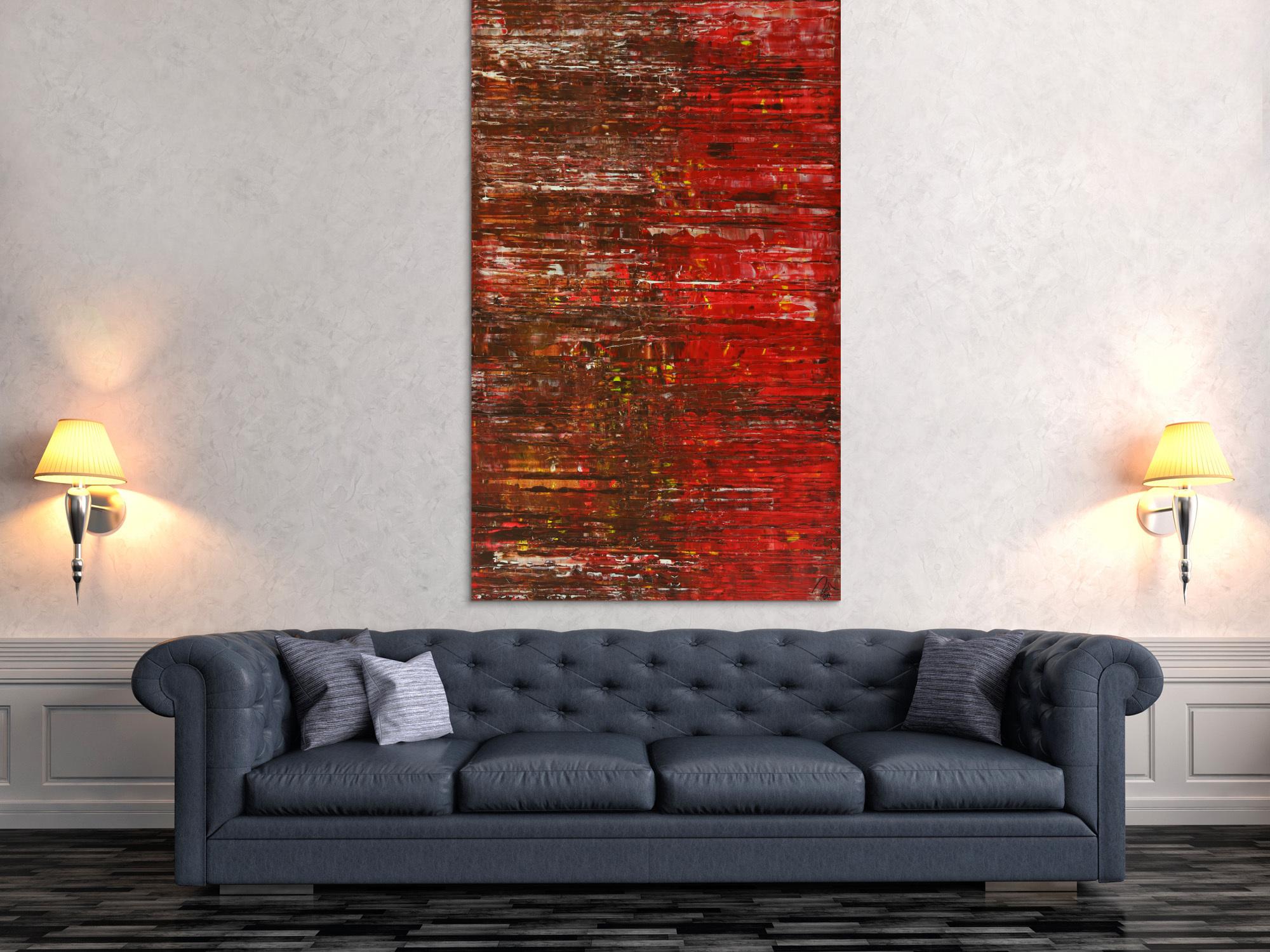 Abstraktes Gemälde Spachteltechnik Modern Art braun rot weiß handgemalt