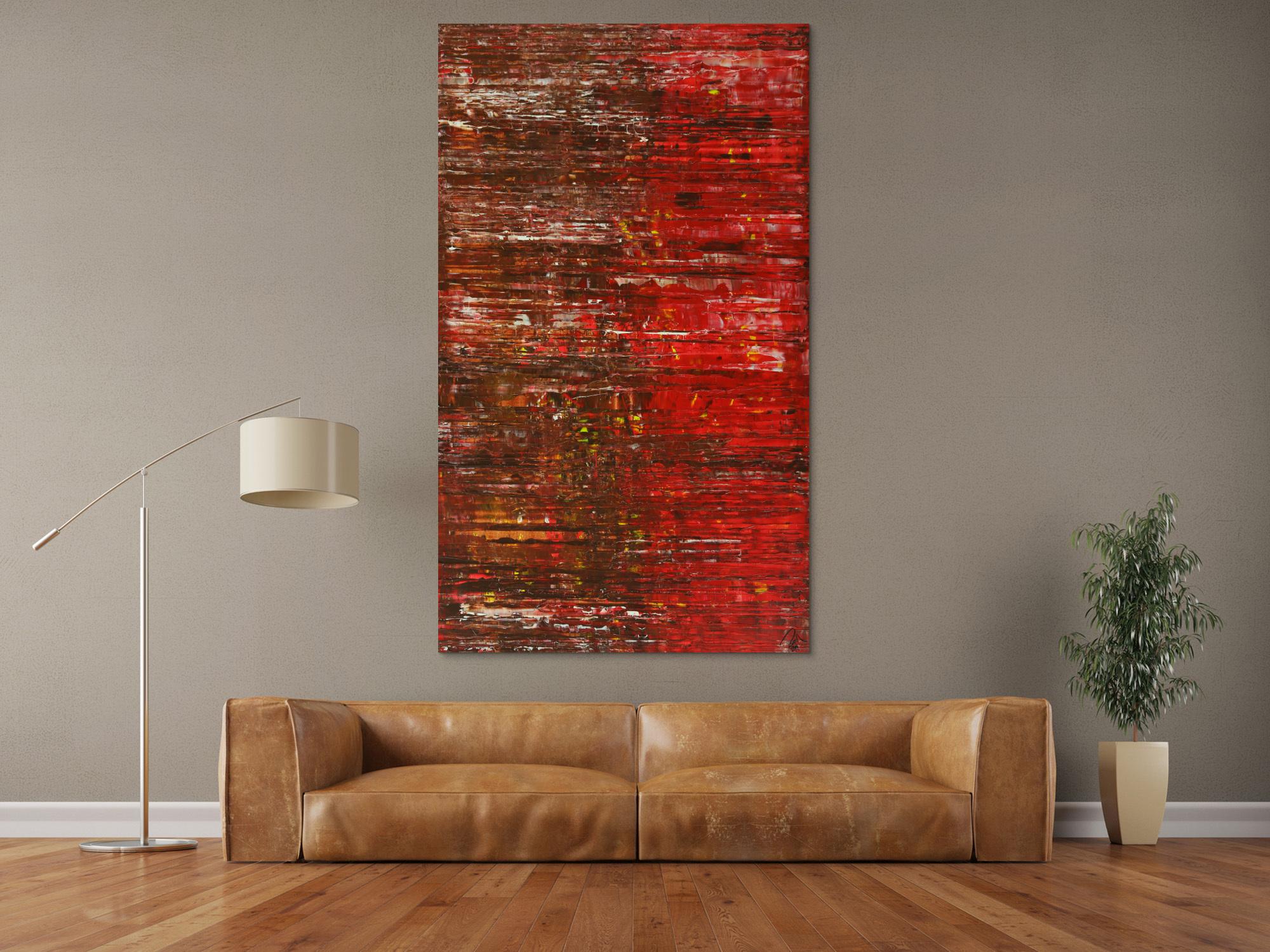 Abstraktes Gemälde Spachteltechnik Modern Art braun rot weiß handgemalt