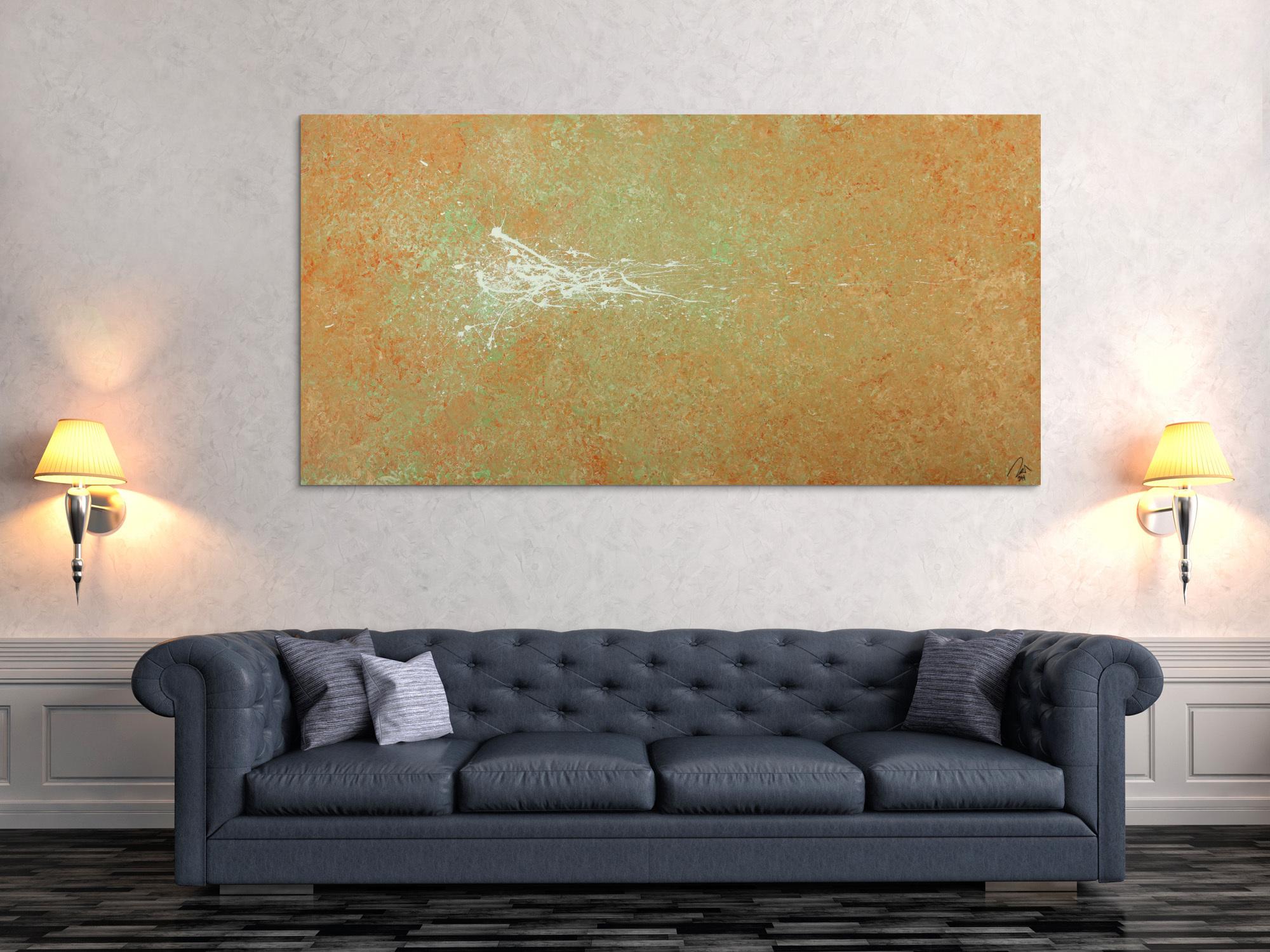 Abstraktes Acrylbild handgemalt Mischtechnik Action Painting auf Leinwand