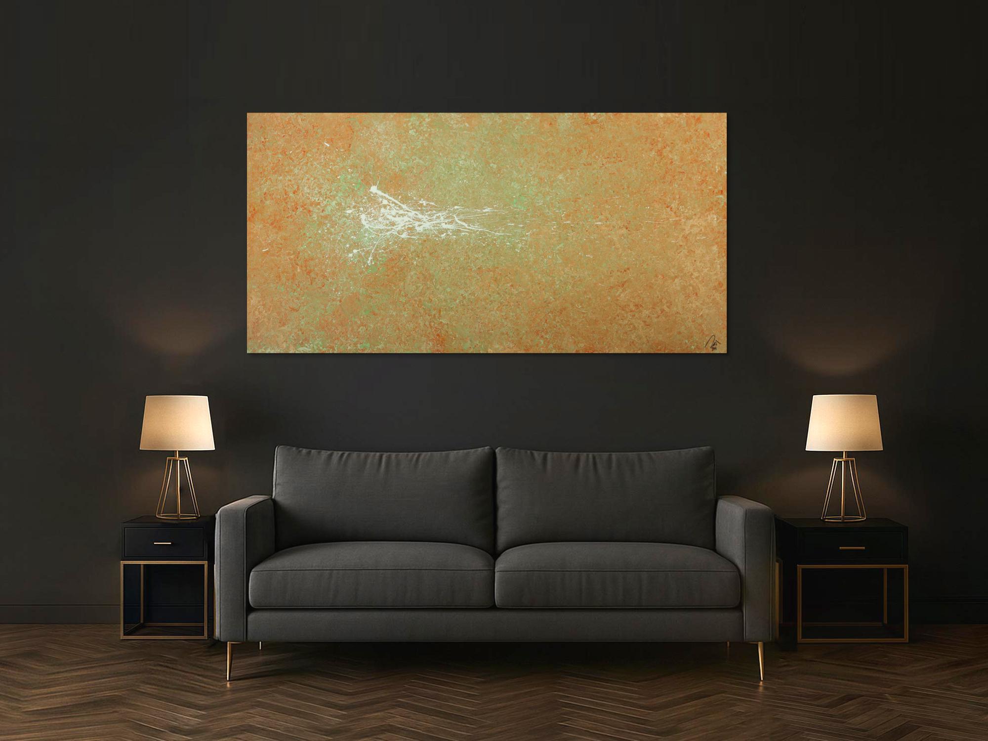 Abstraktes Acrylbild handgemalt Mischtechnik Action Painting auf Leinwand