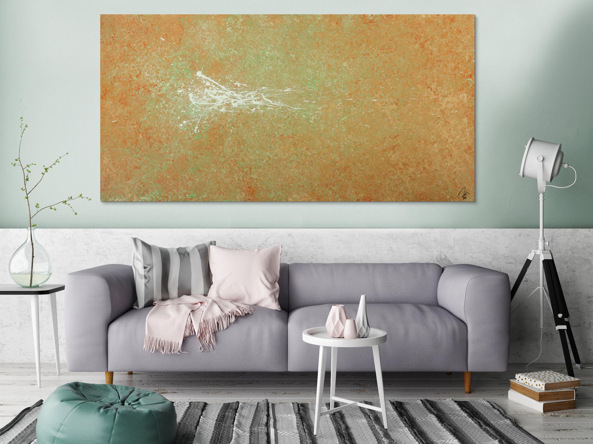 Abstraktes Acrylbild handgemalt Mischtechnik Action Painting auf Leinwand