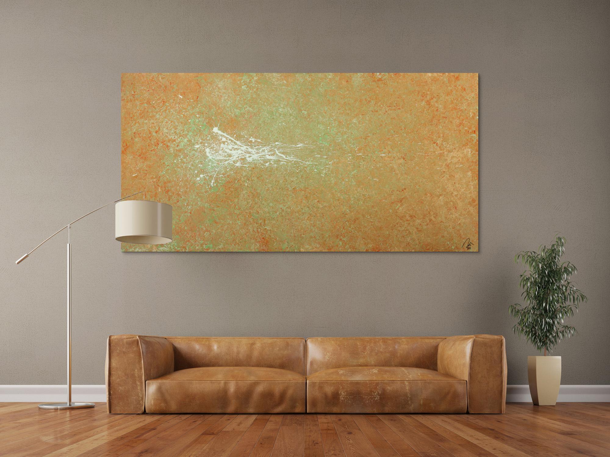 Abstraktes Acrylbild handgemalt Mischtechnik Action Painting auf Leinwand