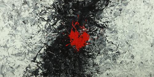 Abstraktes Acrylbild schwarz weiß grau tor Action Painting Modern Art auf Leinwand handgemalt