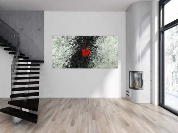 Abstraktes Acrylbild schwarz weiß grau tor Action Painting Modern Art auf Leinwand handgemalt