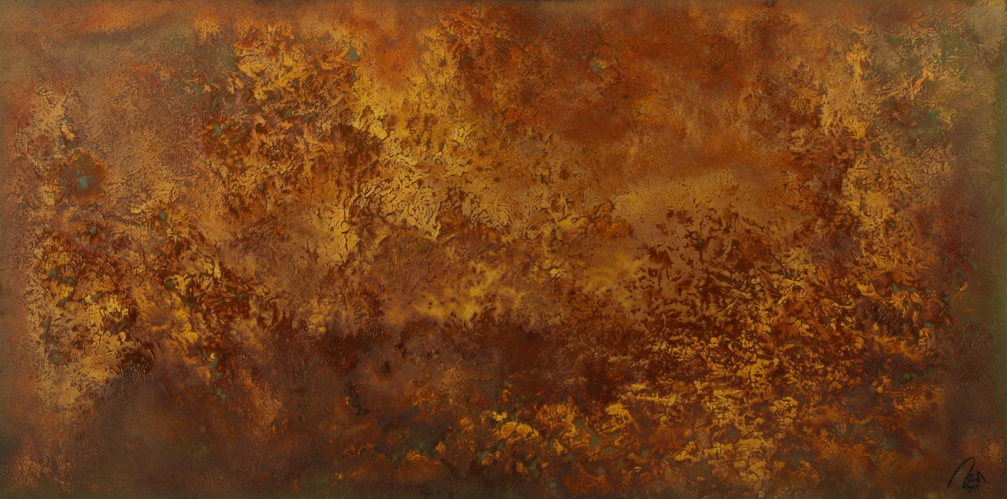 Abstraktes Gemälde aus echtem Rost Modern Art auf Leinwand Kust auf Rost