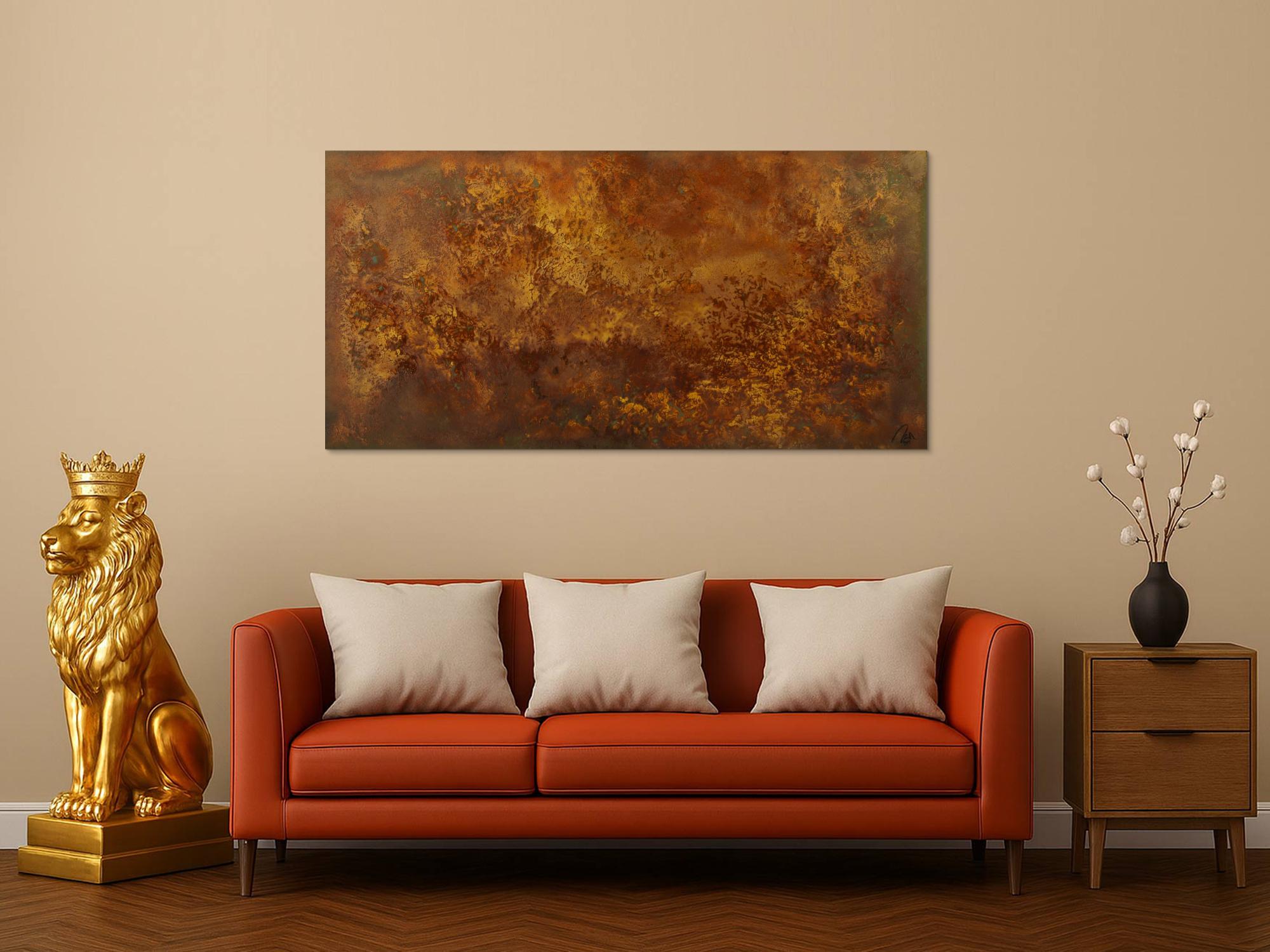 Abstraktes Gemälde aus echtem Rost Modern Art auf Leinwand Kust auf Rost