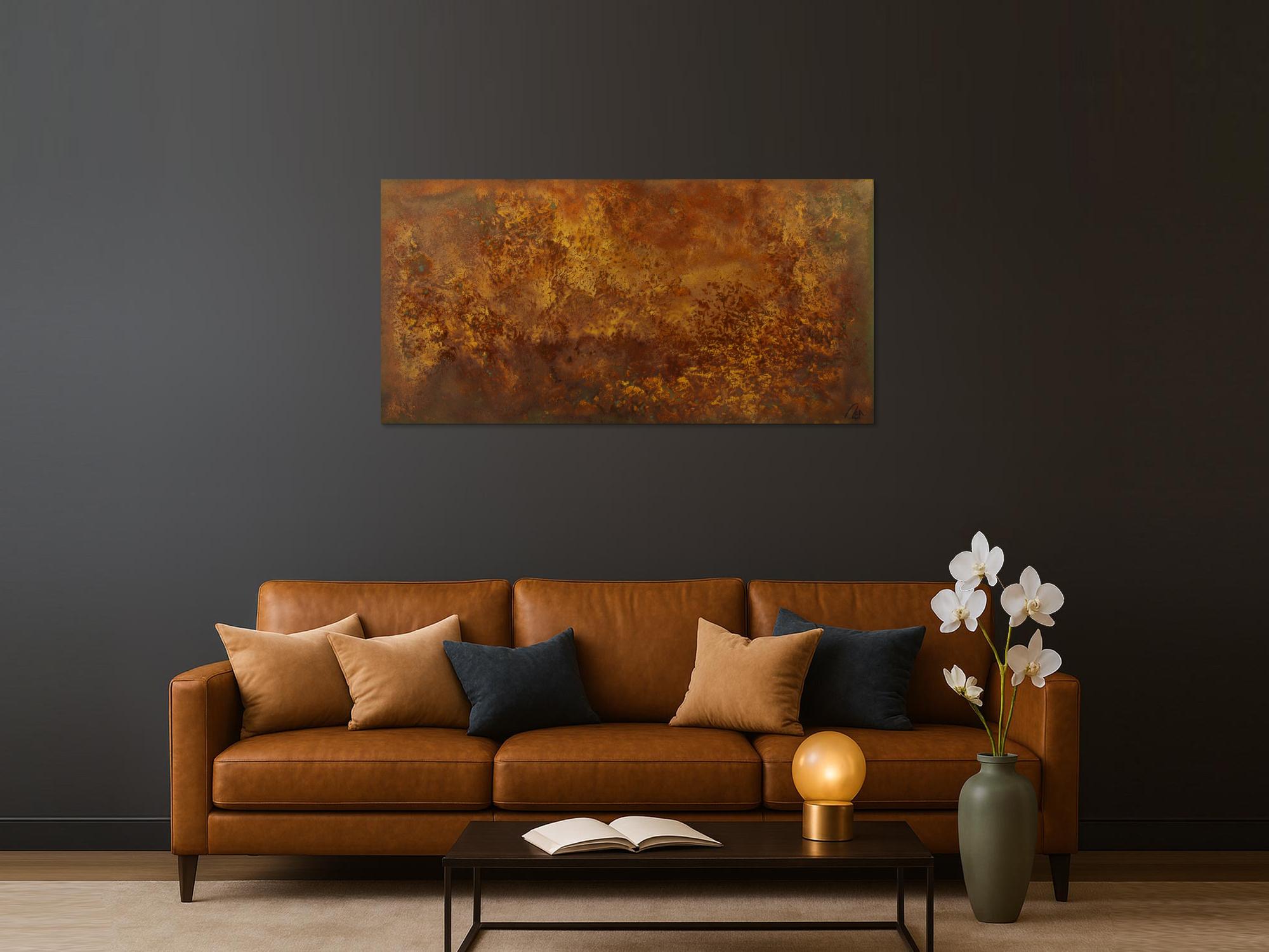 Abstraktes Gemälde aus echtem Rost Modern Art auf Leinwand Kust auf Rost