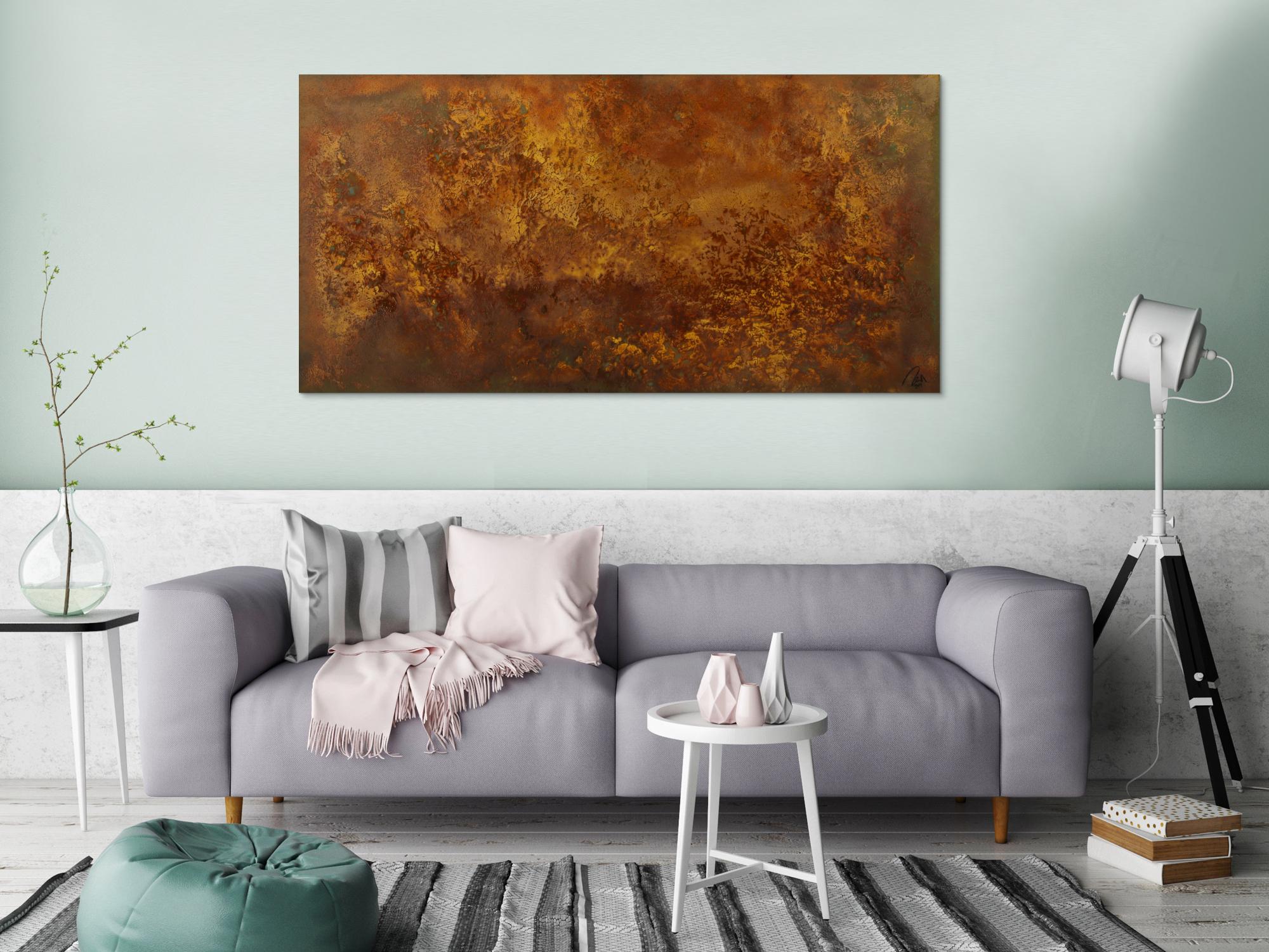 Abstraktes Gemälde aus echtem Rost Modern Art auf Leinwand Kust auf Rost