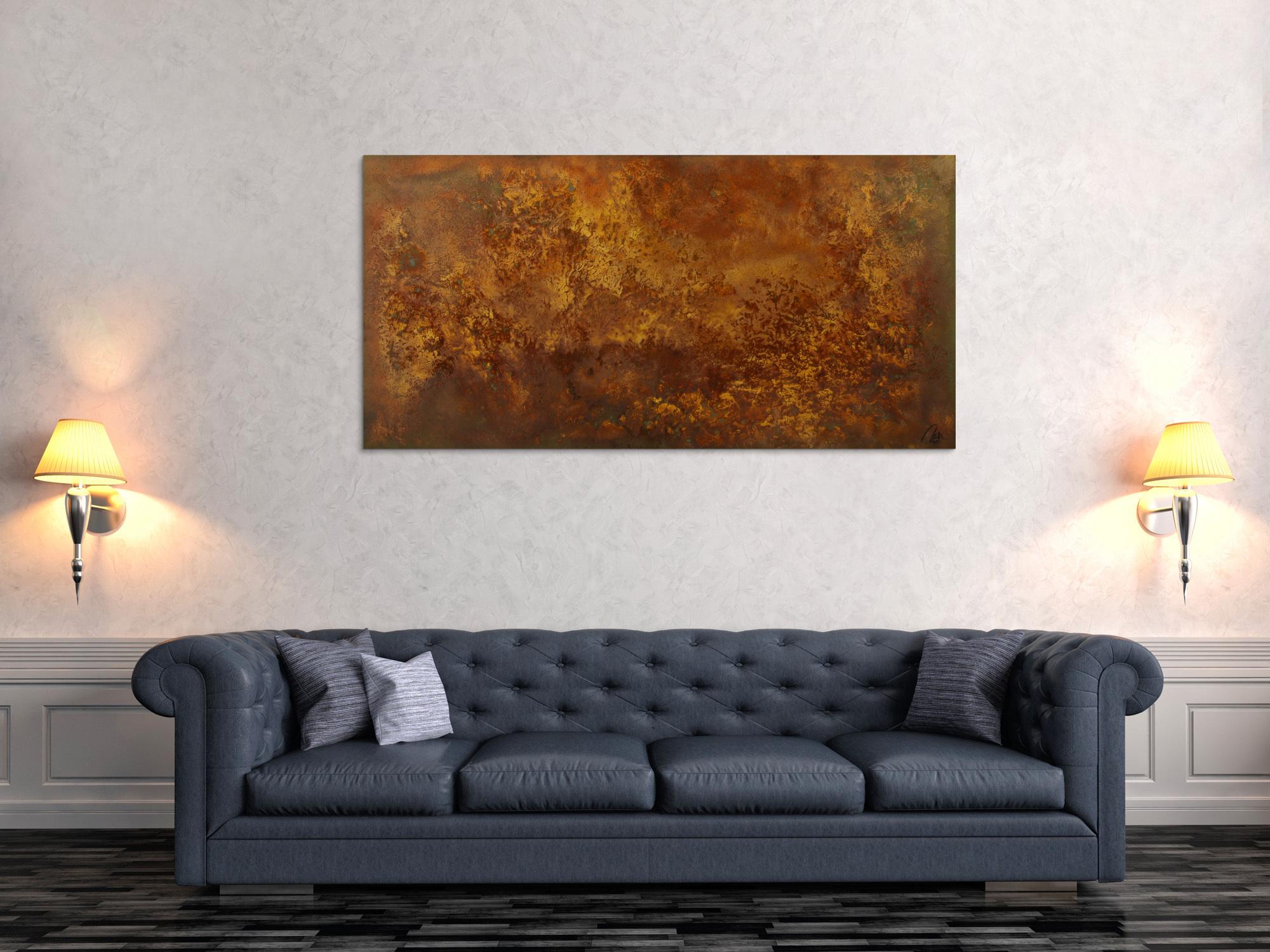 Abstraktes Gemälde aus echtem Rost Modern Art auf Leinwand Kust auf Rost