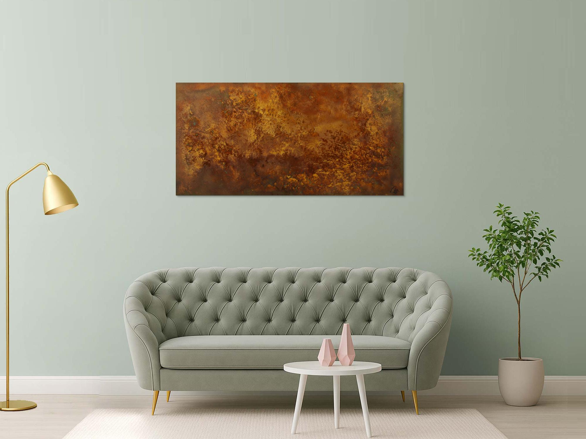 Abstraktes Gemälde aus echtem Rost Modern Art auf Leinwand Kust auf Rost