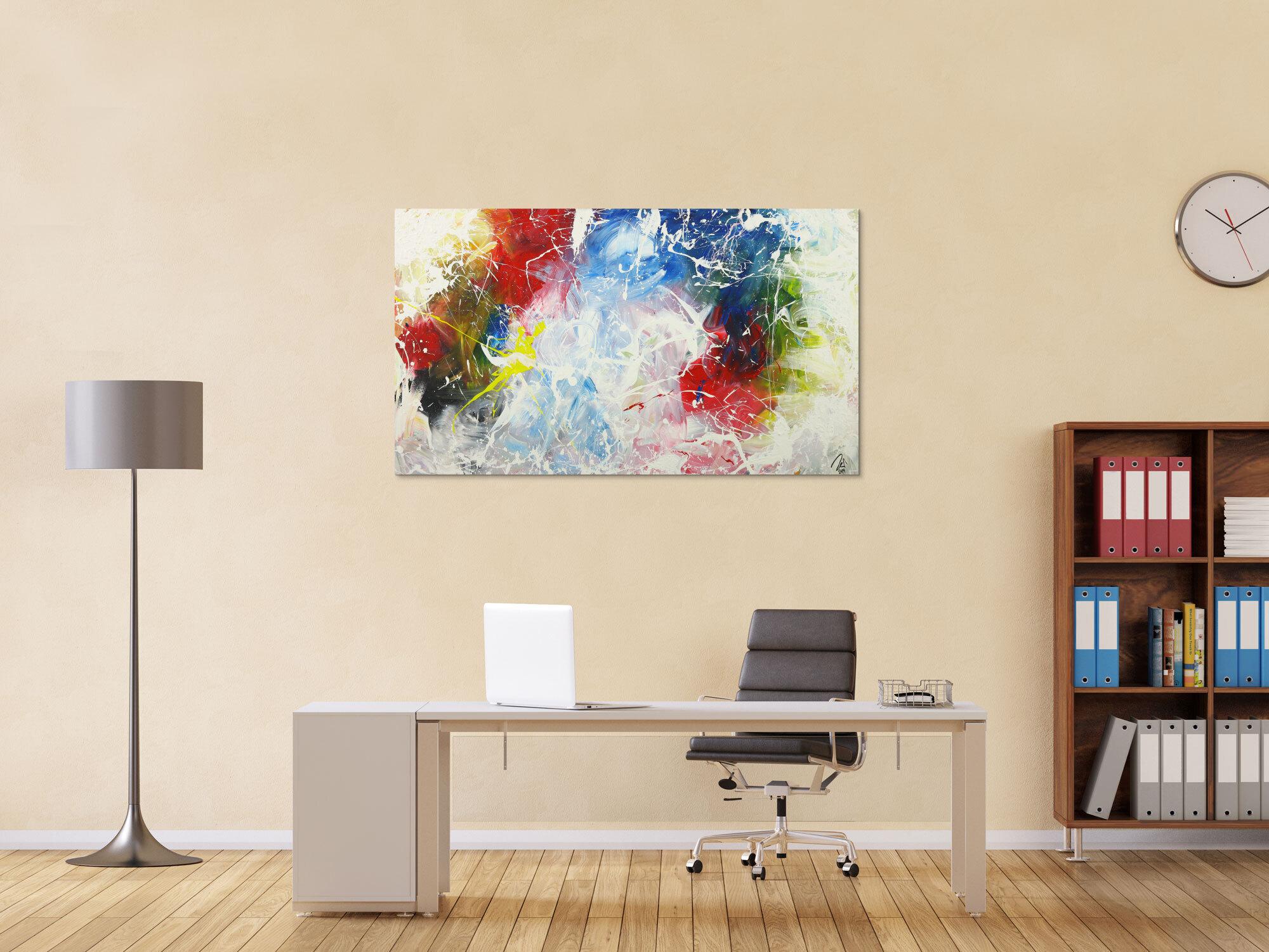 Modernes Acrylbild sehr Bunt Action Paintng Modern Art auf Leinwand handgemalt