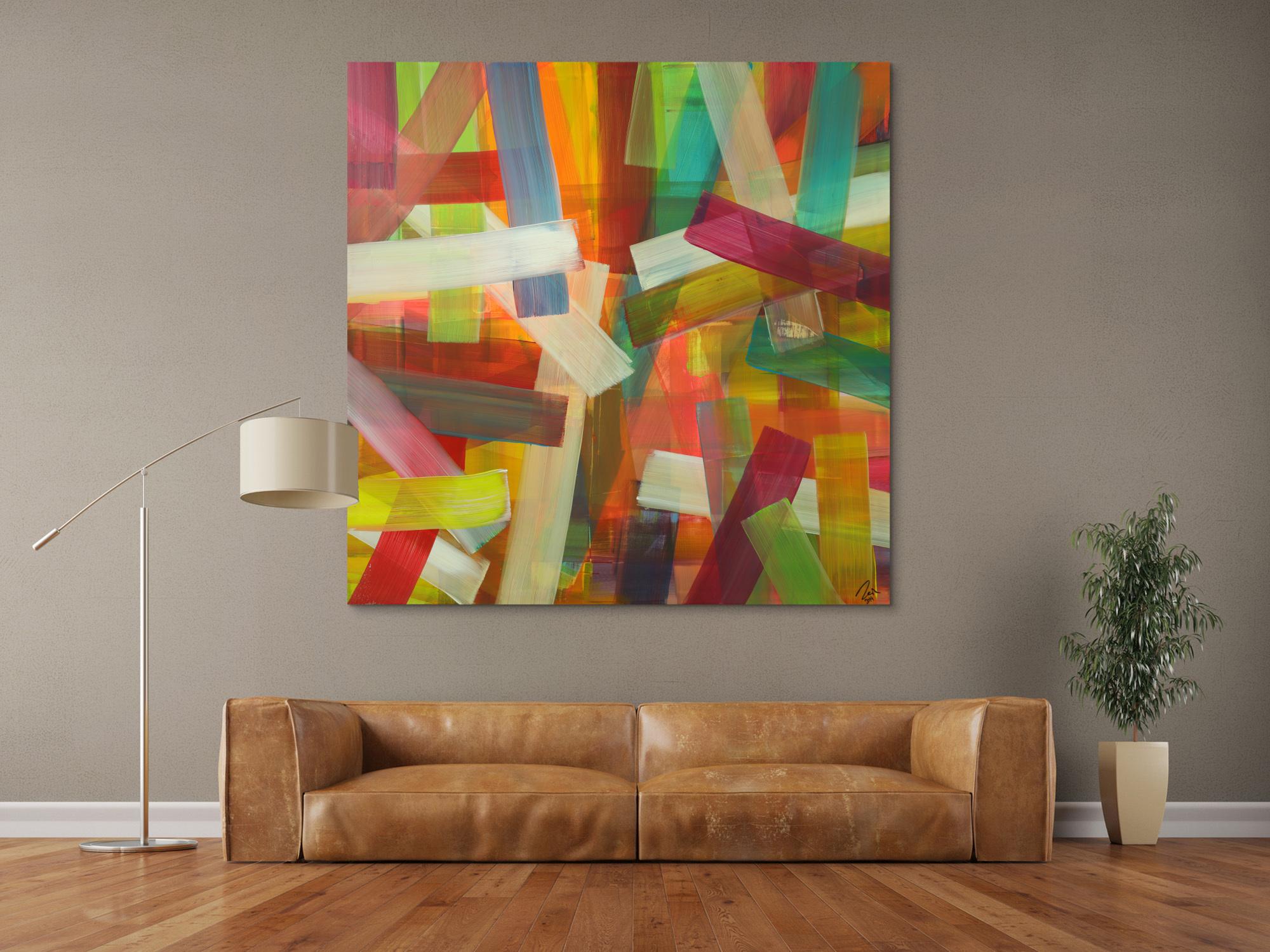 Abstraktes Acrylbild Mondern Art auf Leinwand sehr bunt handgemalt zeitgenössisch