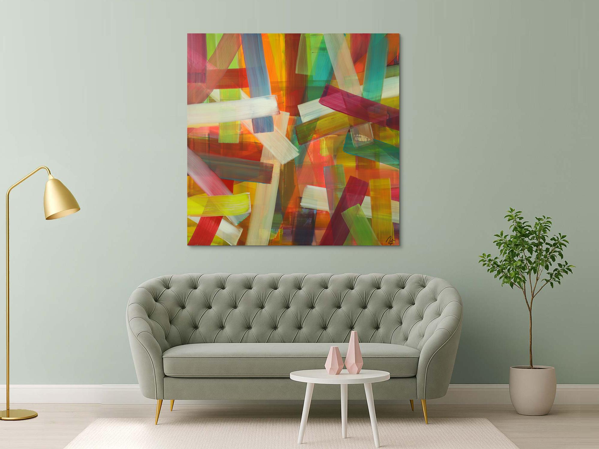 Abstraktes Acrylbild Mondern Art auf Leinwand sehr bunt handgemalt zeitgenössisch