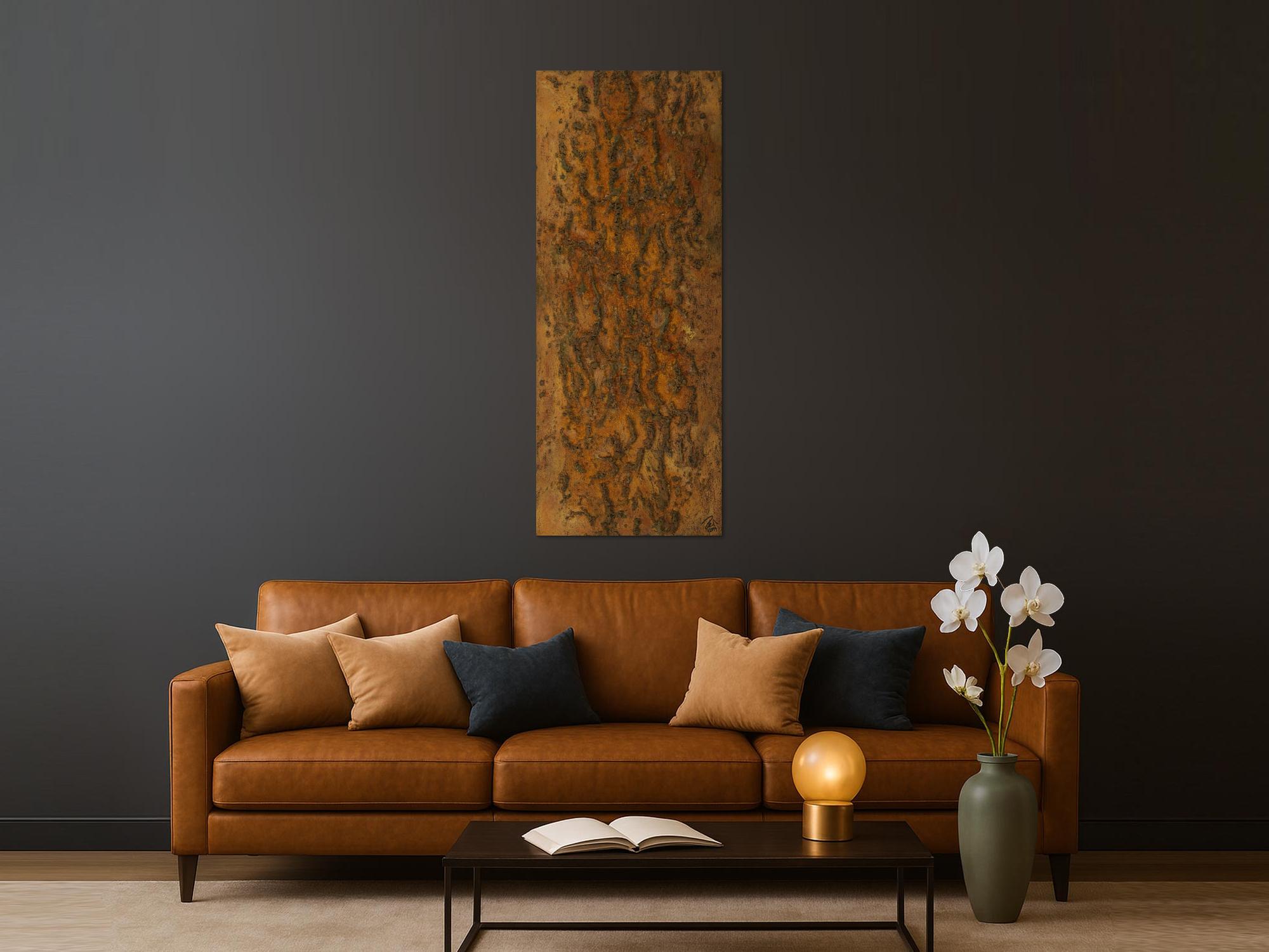 Abstraktes Gemälde aus echtem Rost mit grober Struktur auf Leinwand handgemalt Modern Art