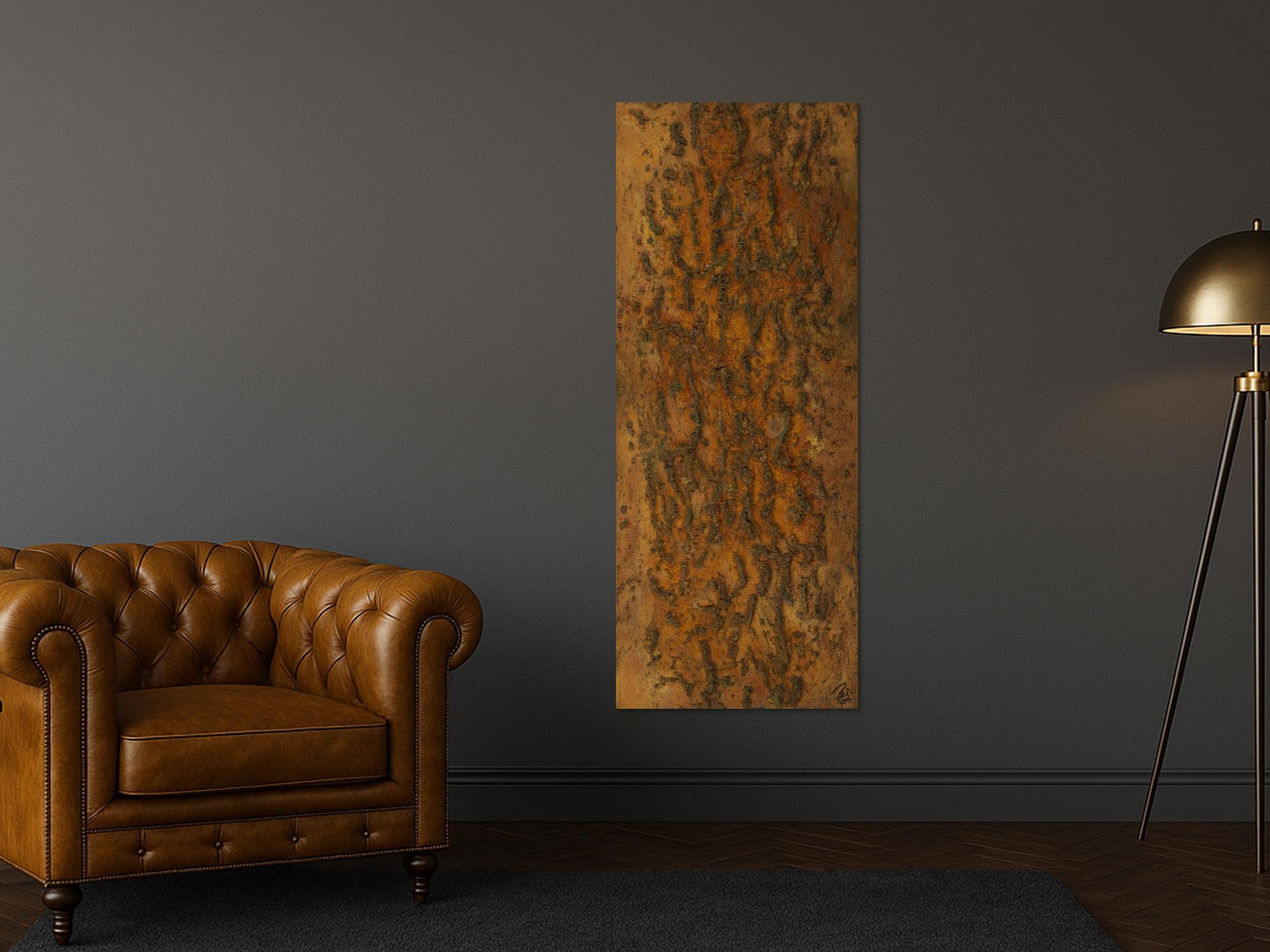 Abstraktes Gemälde aus echtem Rost mit grober Struktur auf Leinwand handgemalt Modern Art