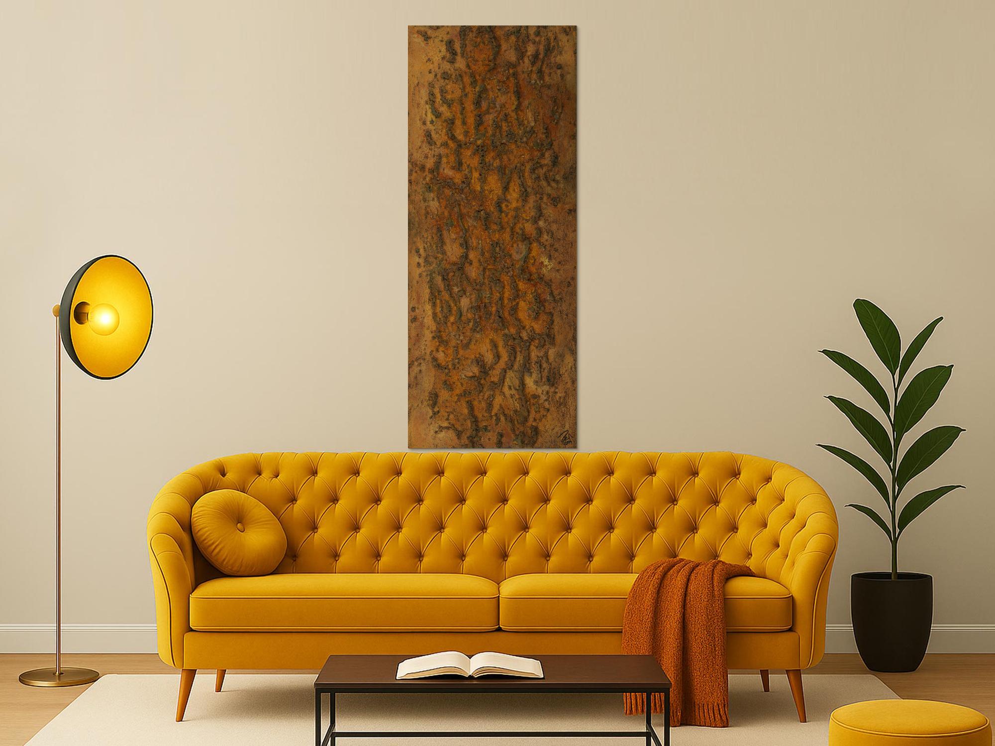 Abstraktes Gemälde aus echtem Rost mit grober Struktur auf Leinwand handgemalt Modern Art