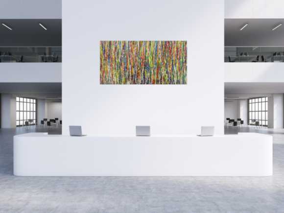 Abstraktes Gemälde bunt viele Farben Action Painting auf Leinwand