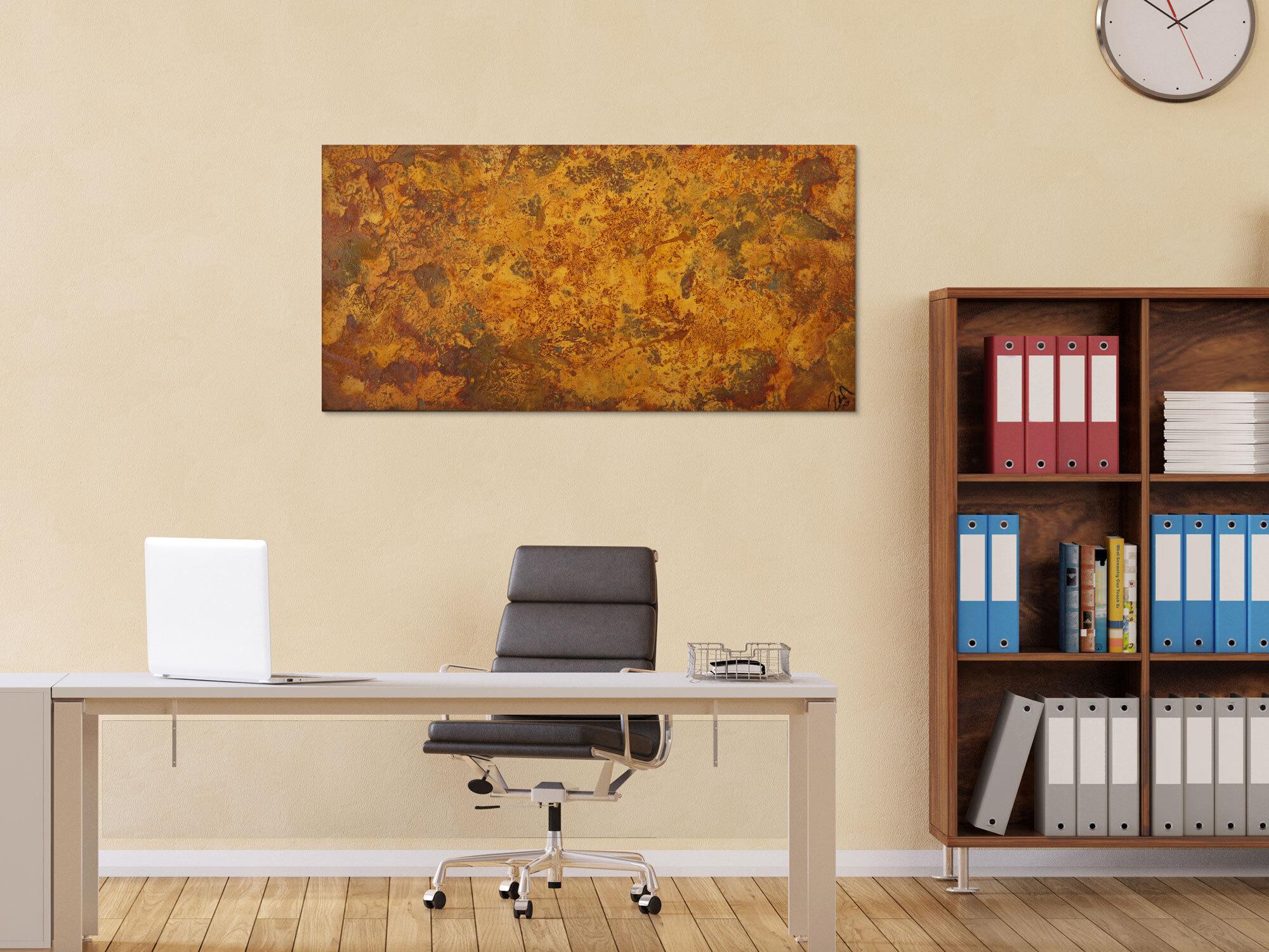 Abstraktes Gemälde aus echtem Rost Rostfarbe auf Leinwand abstrakte Kunst