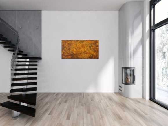 Abstraktes Gemälde aus echtem Rost Rostfarbe auf Leinwand abstrakte Kunst
