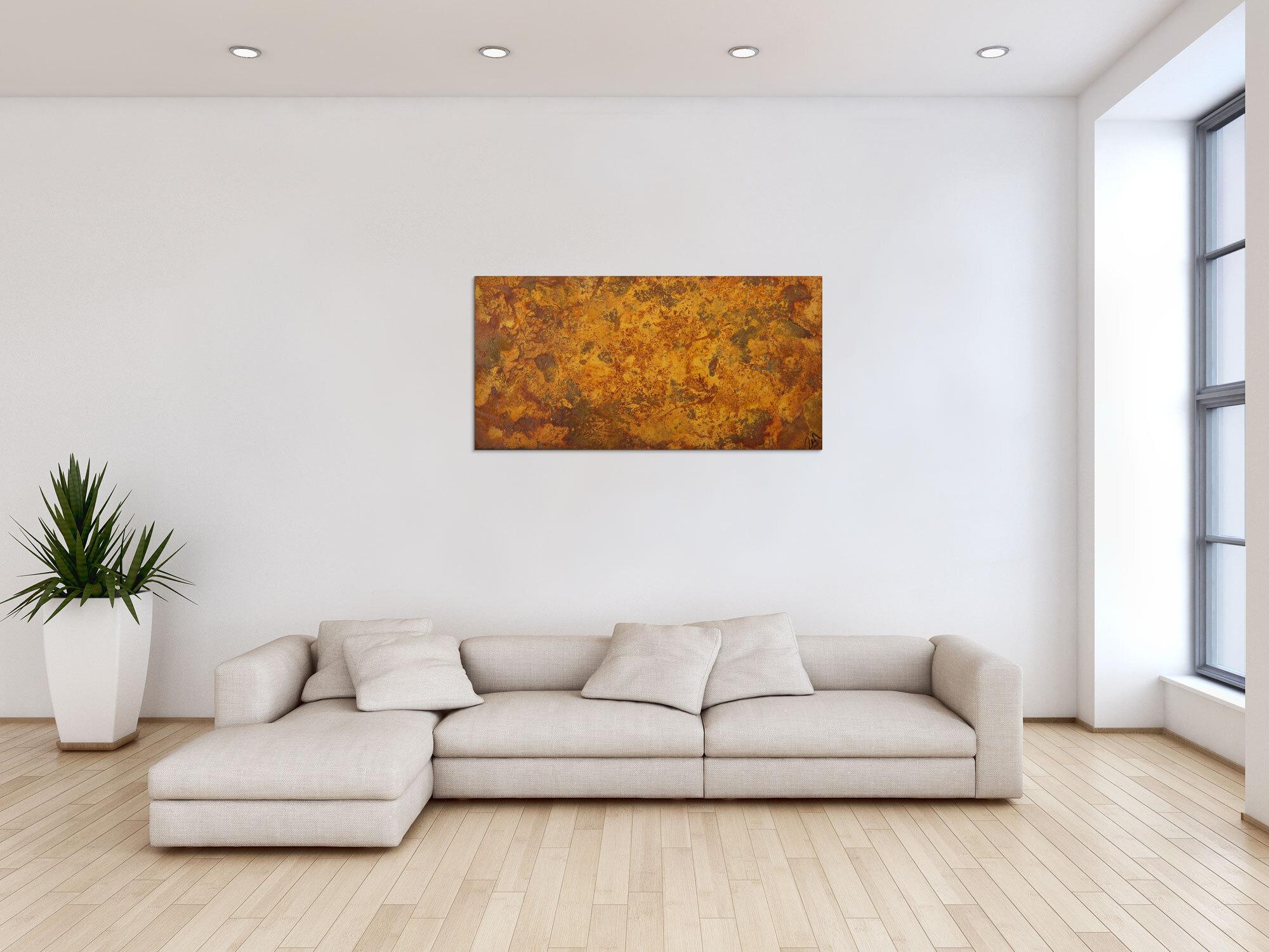 Abstraktes Gemälde aus echtem Rost Rostfarbe auf Leinwand abstrakte Kunst