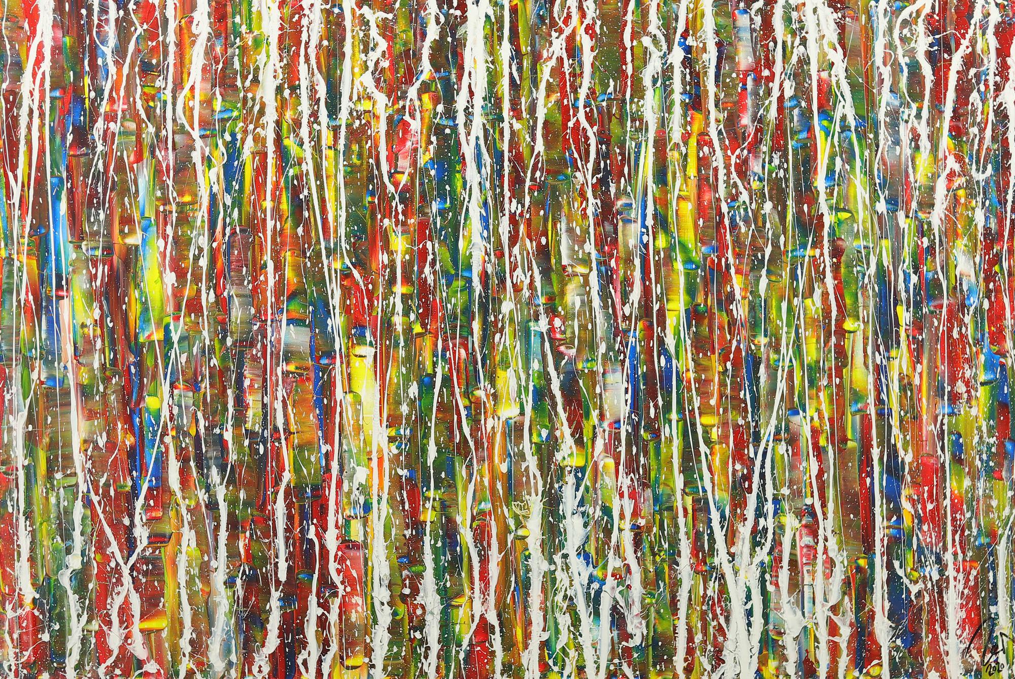 Abstraktes Gemälde Action Painting bunte Farben Modern Art auf Leinwand handgemalt