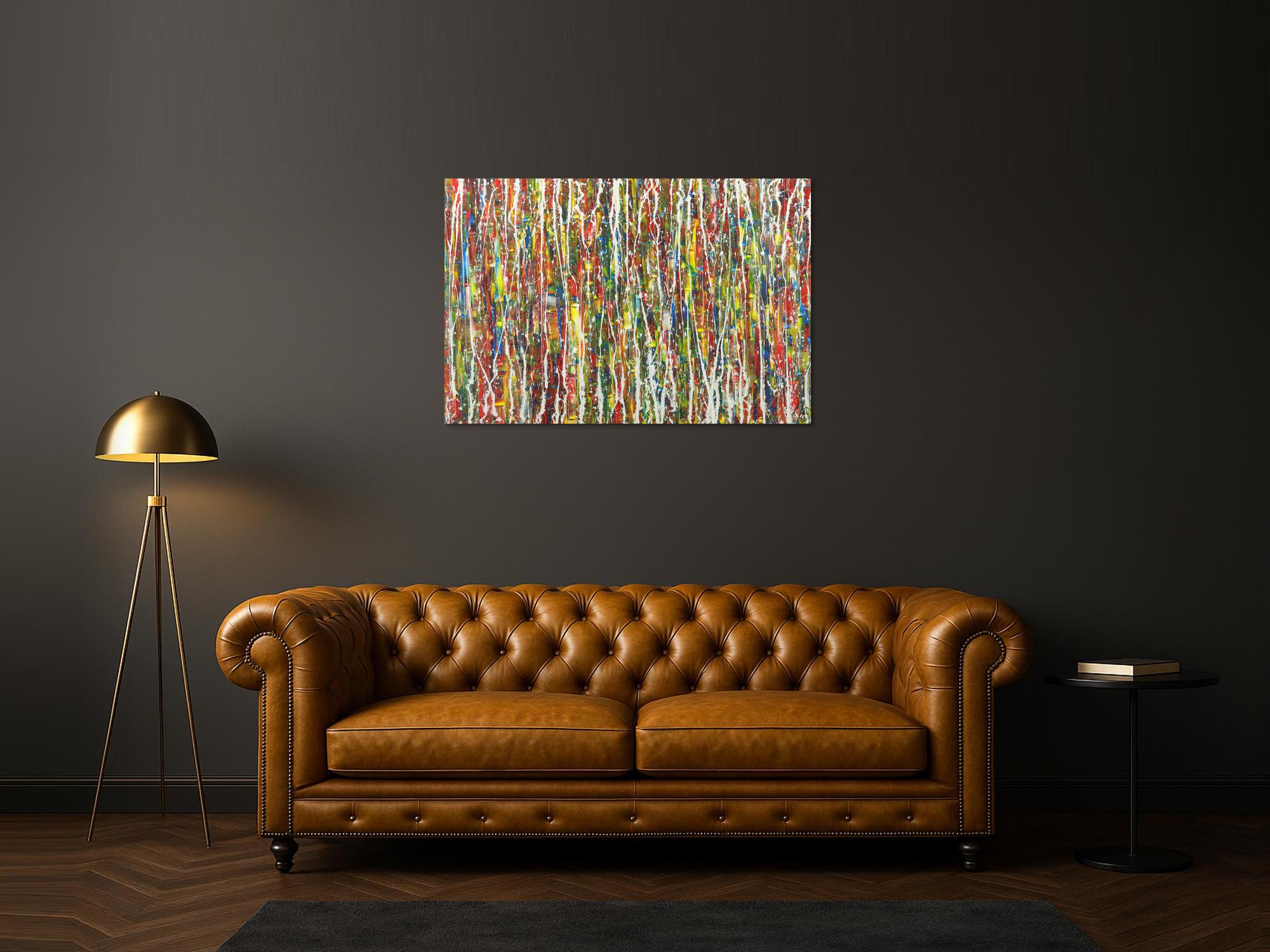 Abstraktes Gemälde Action Painting bunte Farben Modern Art auf Leinwand handgemalt