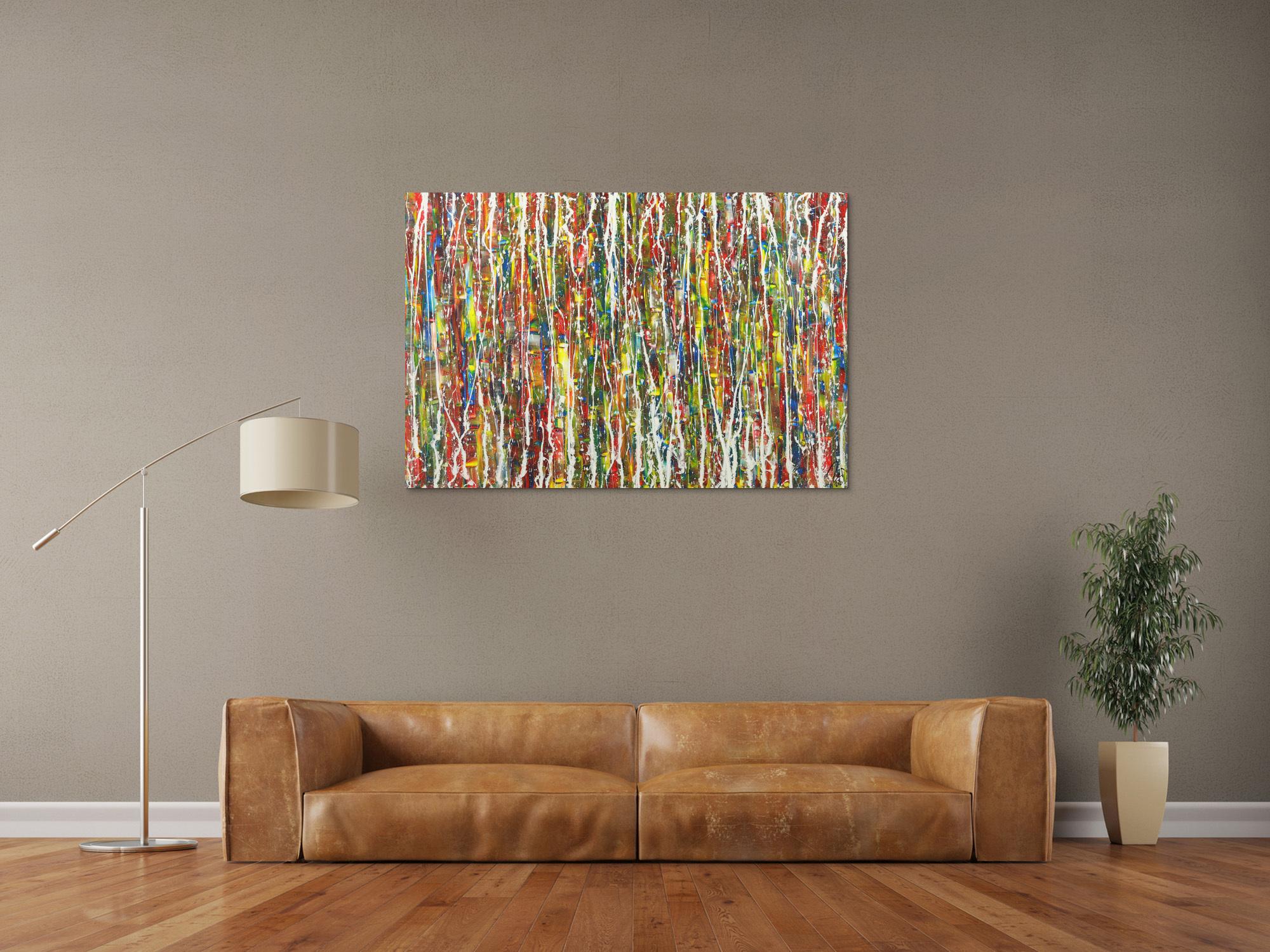 Abstraktes Gemälde Action Painting bunte Farben Modern Art auf Leinwand handgemalt