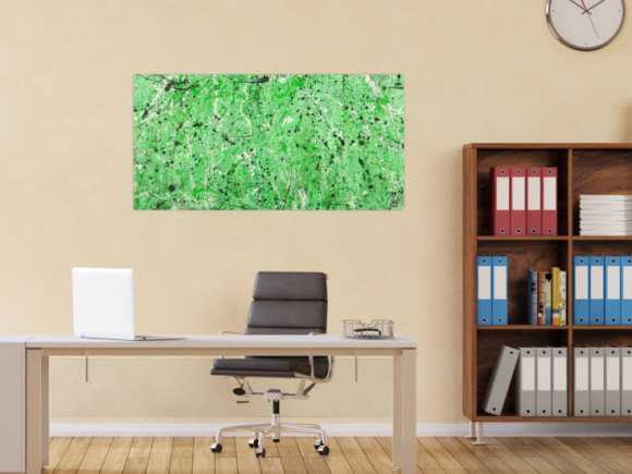 Abstraktes Gemälde Action Painting grün hellgrün Modern Art auf Leinwand