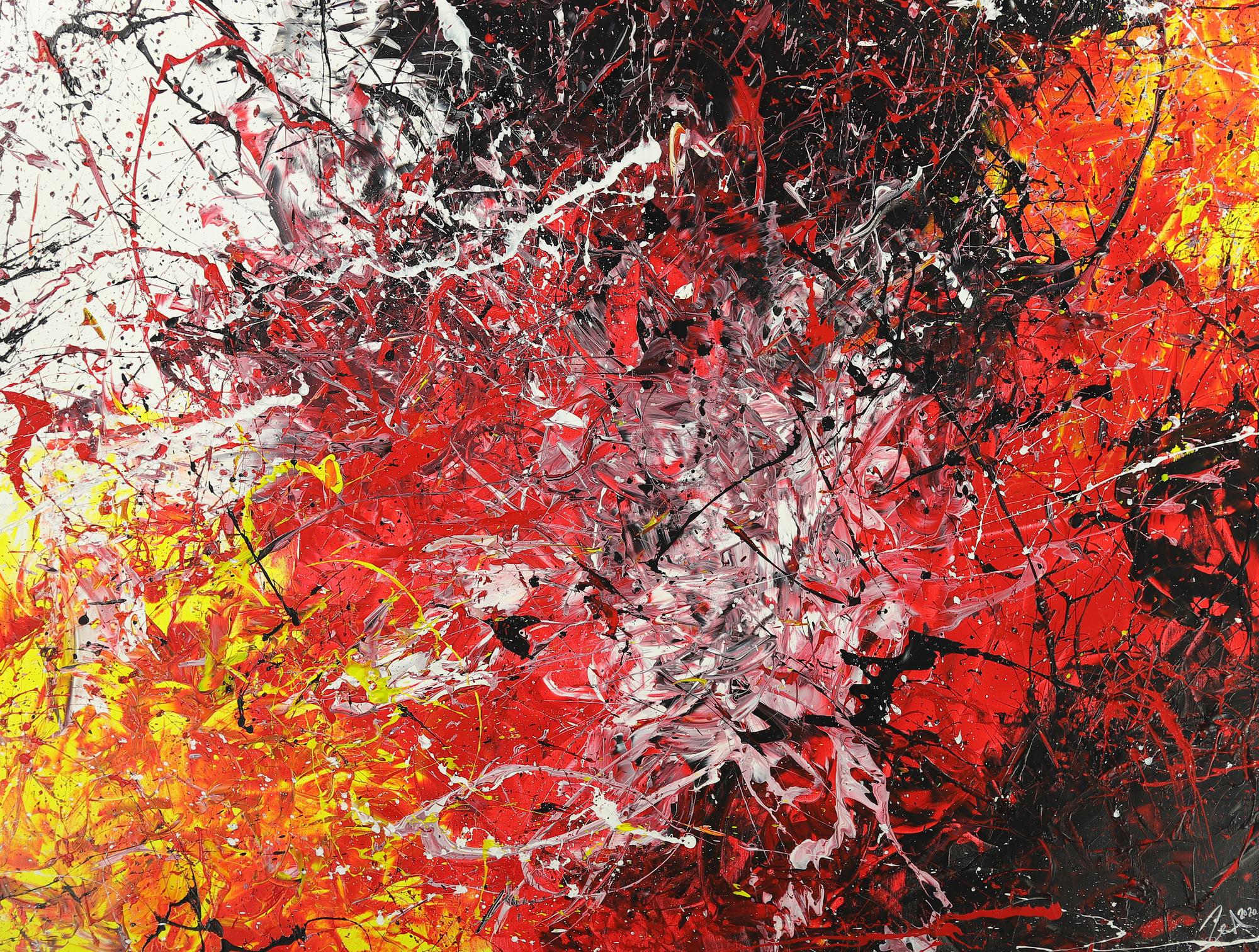 Abstraktes Gemälde Action Painting Modern Art handgemalt auf Leinwand