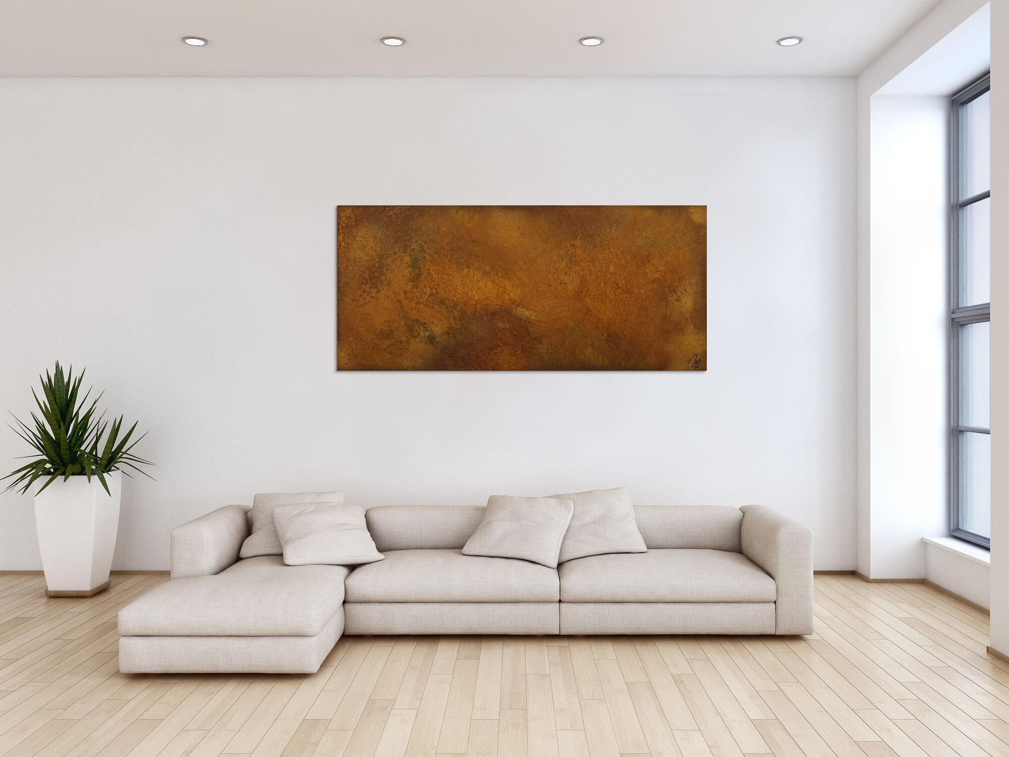 Abstraktes Gemälde aus echtem Rost auf Leinwand handgemalt Modern Art Rostfarbe