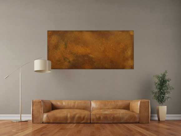 Abstraktes Gemälde aus echtem Rost auf Leinwand handgemalt Modern Art Rostfarbe