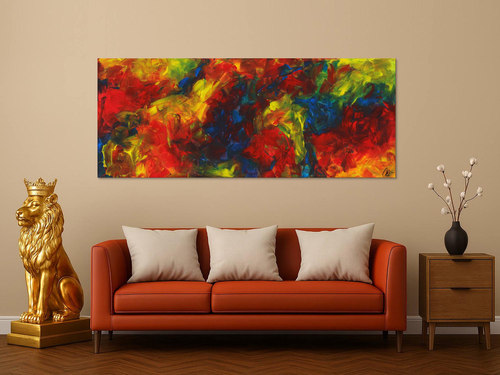 Abstraktes Gemälde Acryl handgemalt auf Leinwand zeitgenösisch Modern Art im Großformat