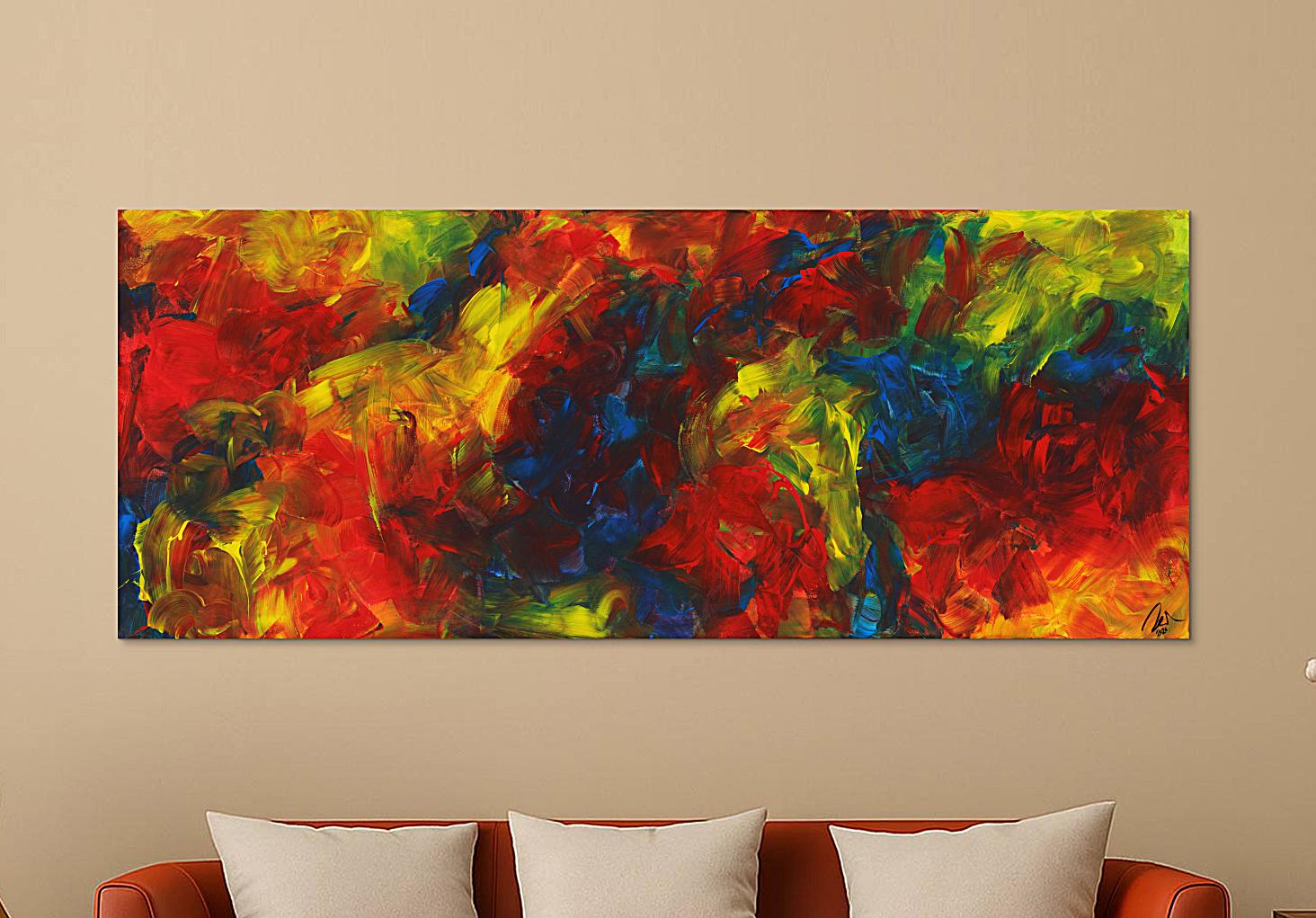 Abstraktes Gemälde Acryl handgemalt auf Leinwand zeitgenösisch Modern Art im Großformat