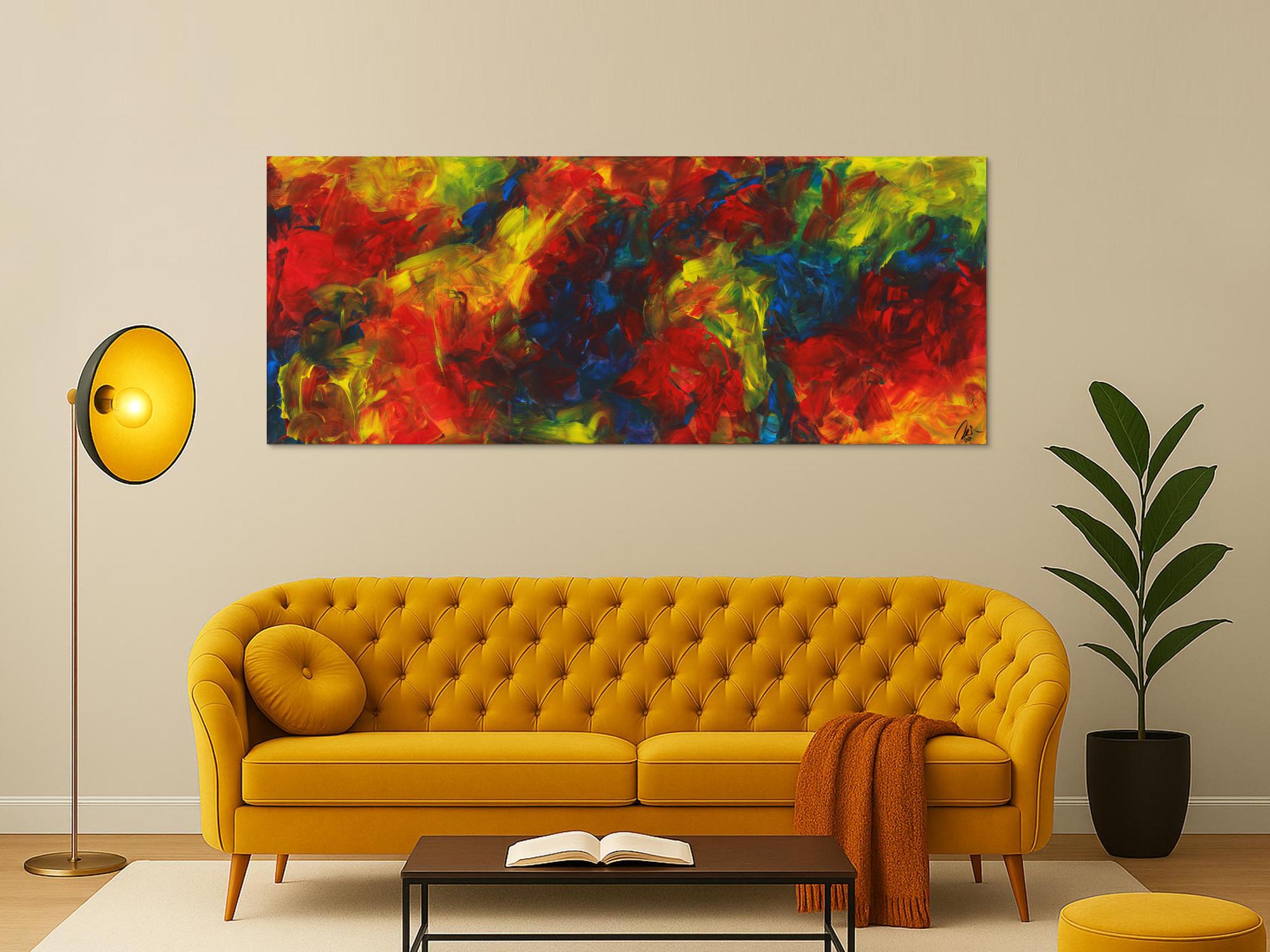 Abstraktes Gemälde Acryl handgemalt auf Leinwand zeitgenösisch Modern Art im Großformat