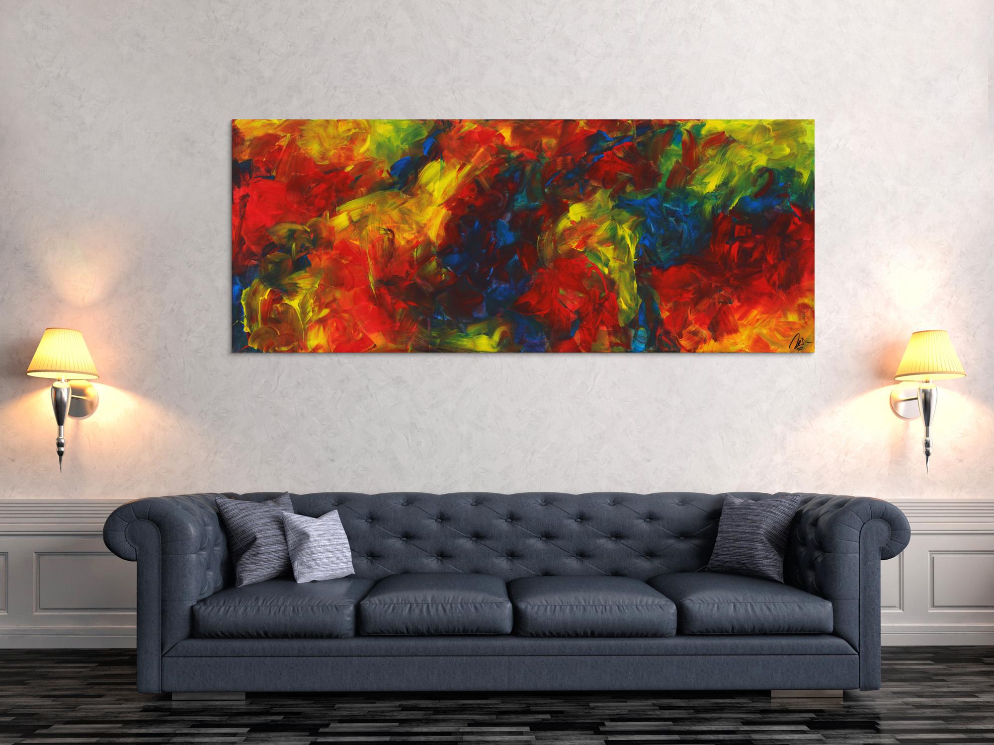 Abstraktes Gemälde Acryl handgemalt auf Leinwand zeitgenösisch Modern Art im Großformat