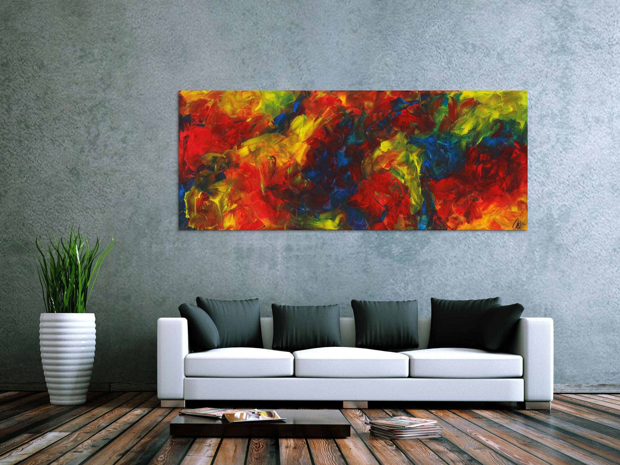 Abstraktes Gemälde Acryl handgemalt auf Leinwand zeitgenösisch Modern Art im Großformat