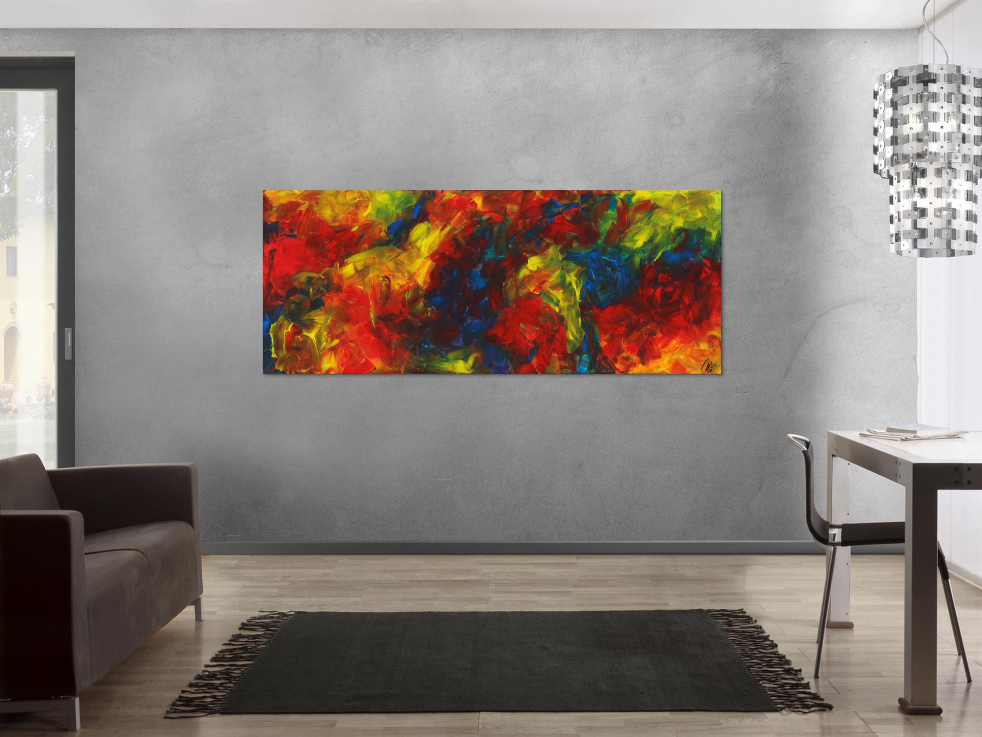 Abstraktes Gemälde Acryl handgemalt auf Leinwand zeitgenösisch Modern Art im Großformat