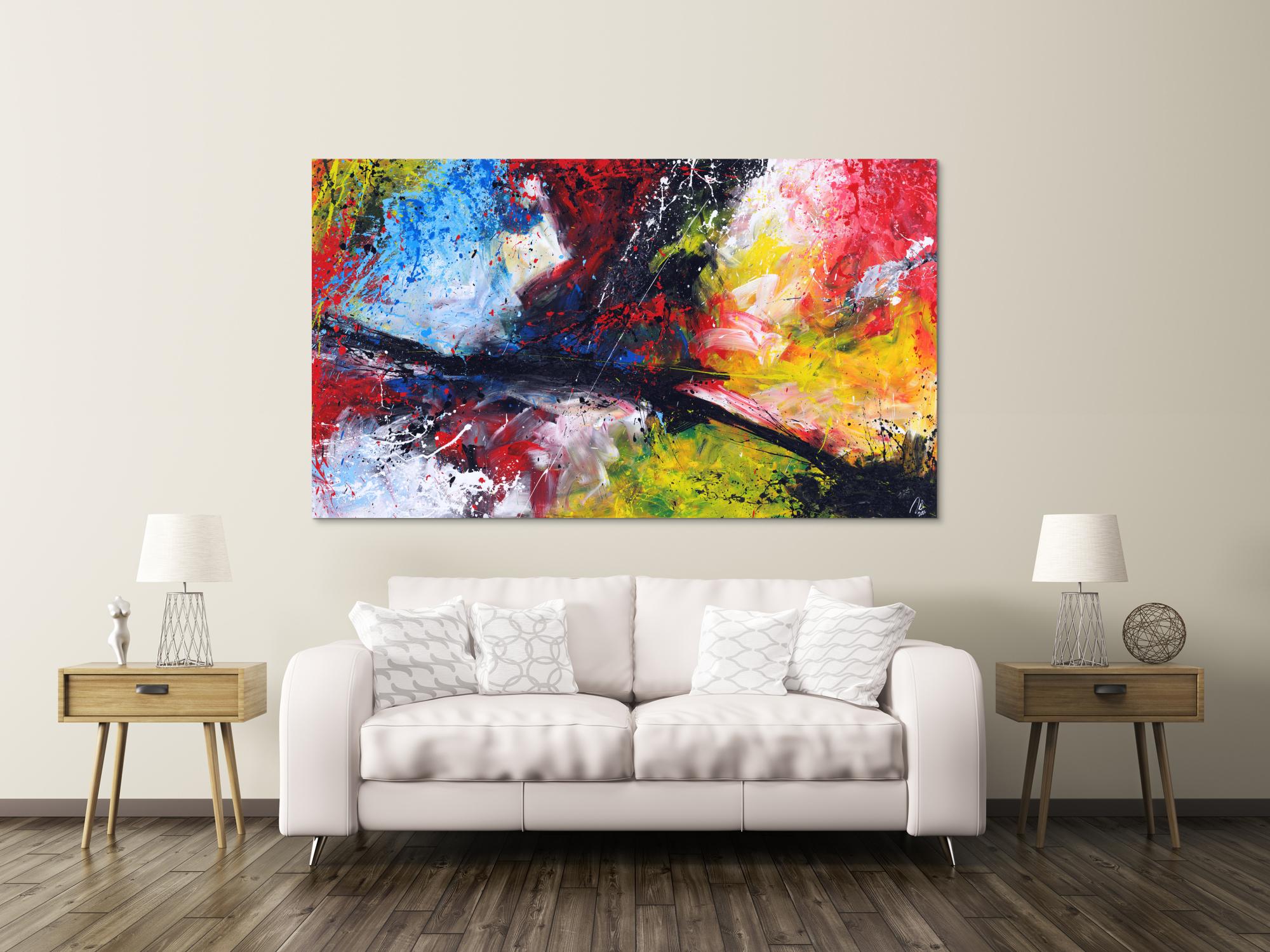 Abstraktes Gemälde Action Painting Modern Art zeitgenössisch handgemalt im Großformat auf Leinwand