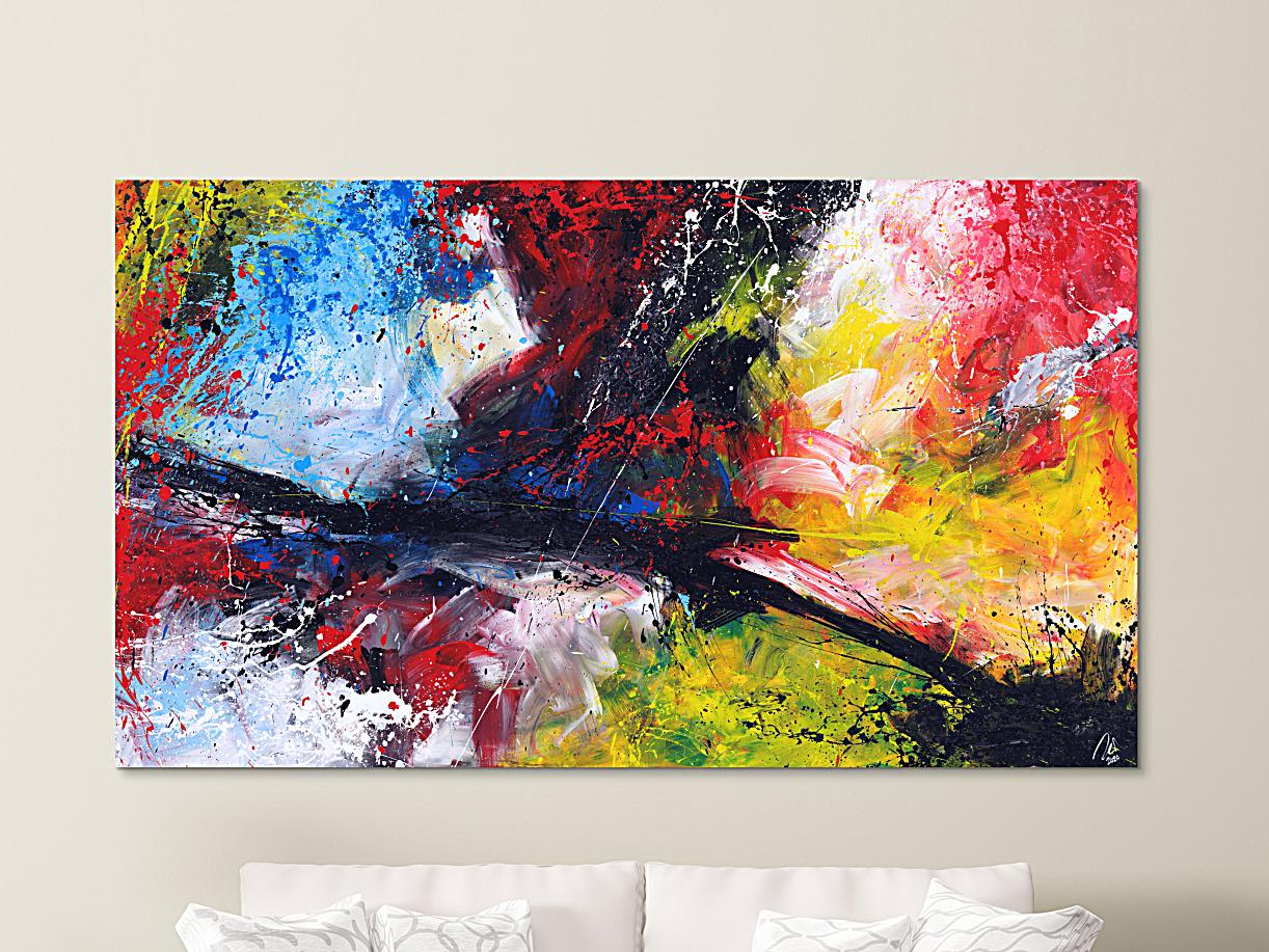 Abstraktes Gemälde Action Painting Modern Art zeitgenössisch handgemalt im Großformat auf Leinwand