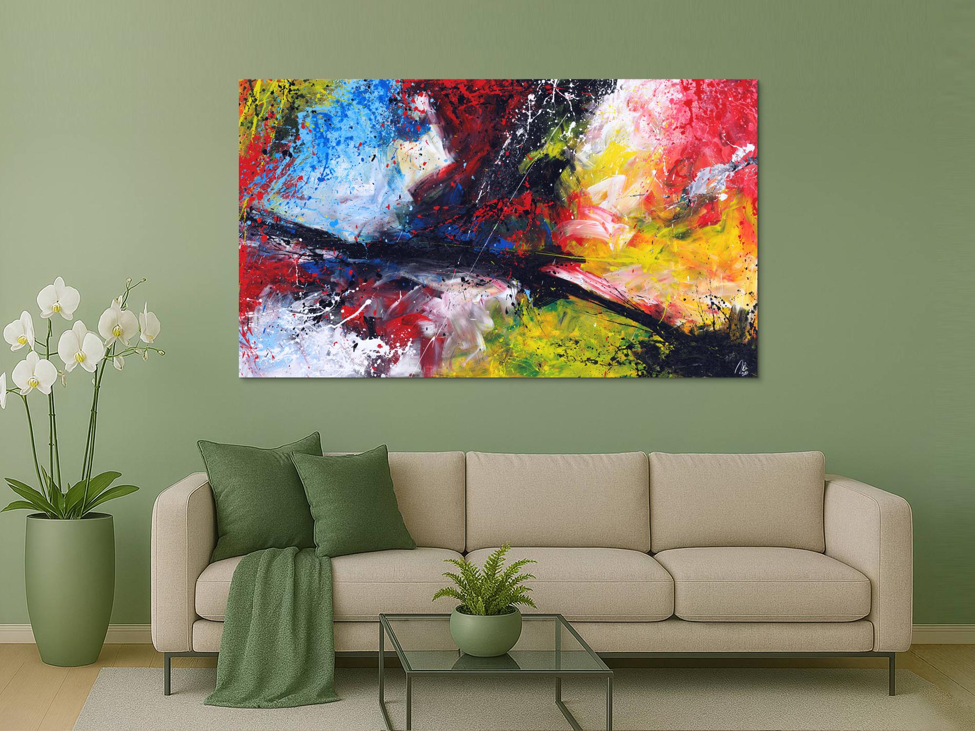 Abstraktes Gemälde Action Painting Modern Art zeitgenössisch handgemalt im Großformat auf Leinwand