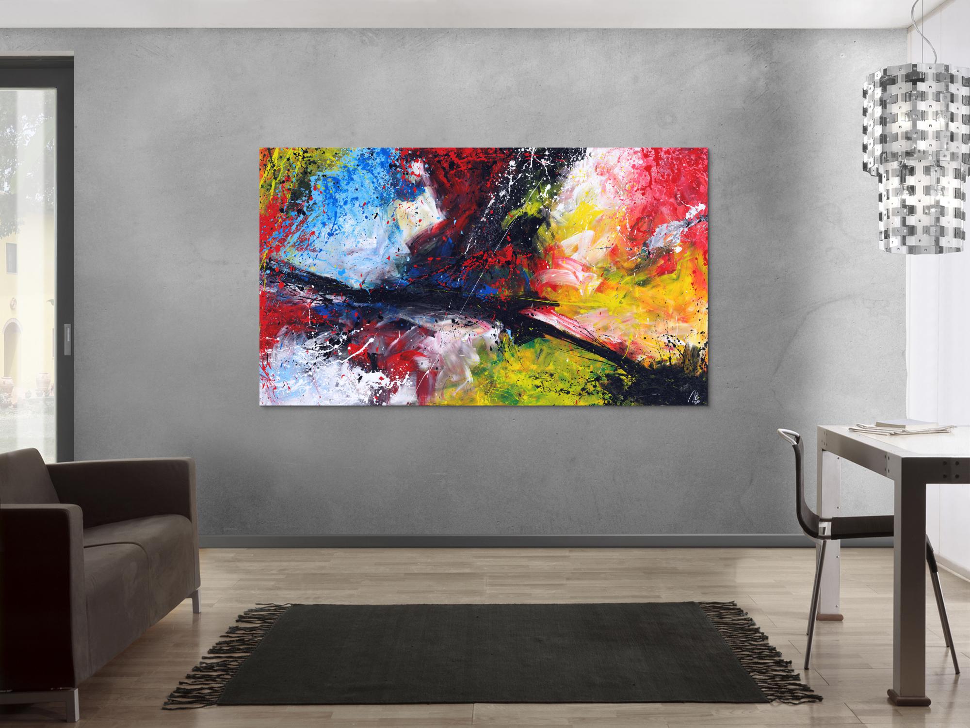 Abstraktes Gemälde Action Painting Modern Art zeitgenössisch handgemalt im Großformat auf Leinwand