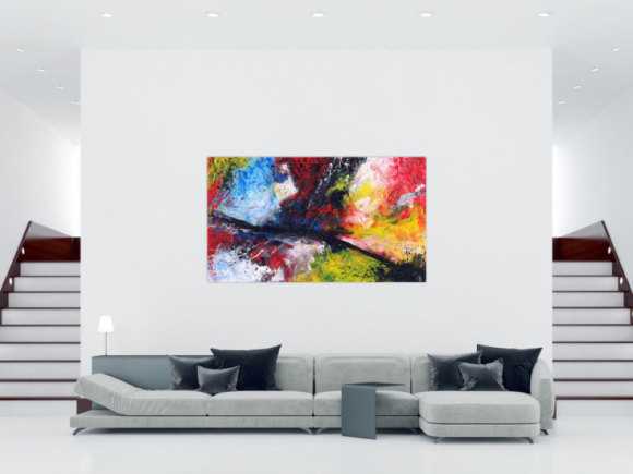 Abstraktes Gemälde Action Painting Modern Art zeitgenössisch handgemalt im Großformat auf Leinwand
