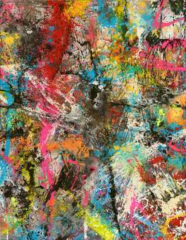 Abstraktes Gemälde Action Painting Mischtechnik Acryl Spraypait Hochformat Modern Art handgemalt auf Leinwand