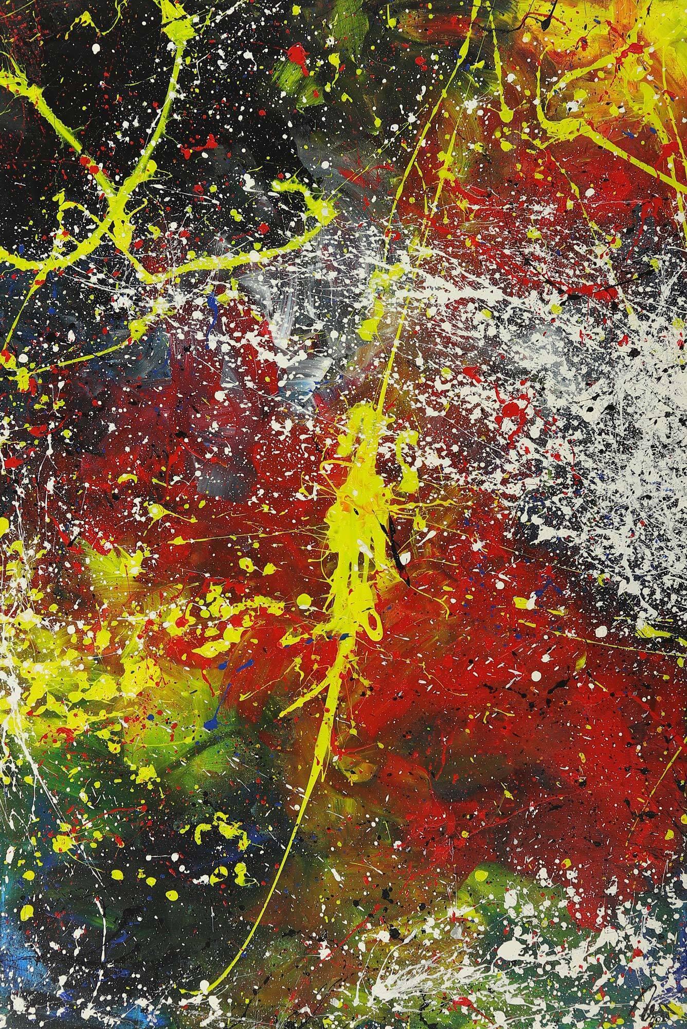 Abstraktes Gemälde Action Painting bunt Modern Art handgemalt auf Leinwand