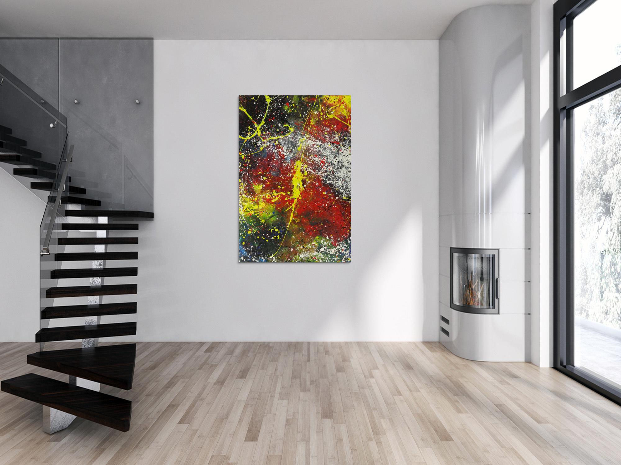 Abstraktes Gemälde Action Painting bunt Modern Art handgemalt auf Leinwand